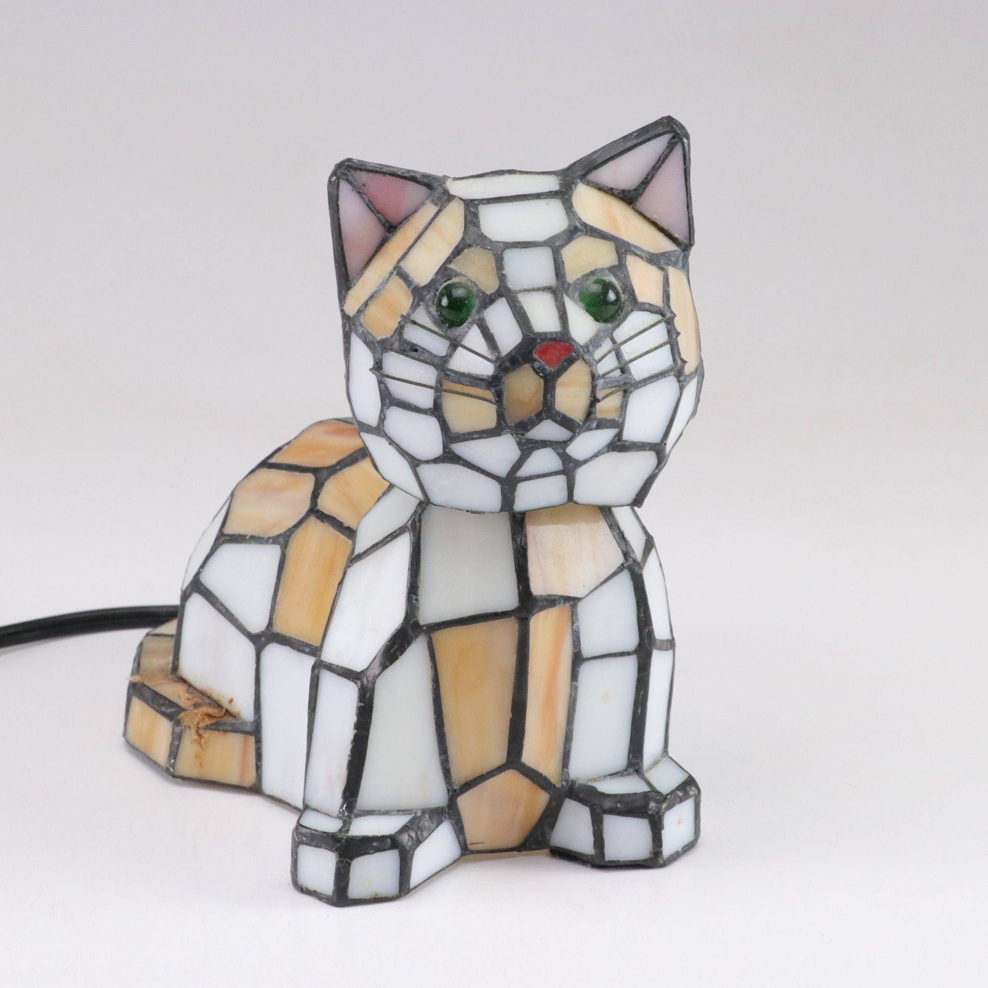 Kitten Slag Glass Accent Lamp with Bobblehead, 2004