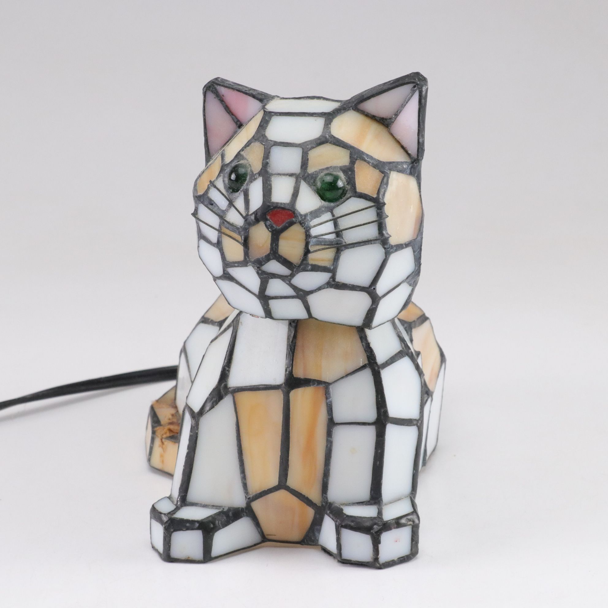 Kitten Slag Glass Accent Lamp with Bobblehead, 2004