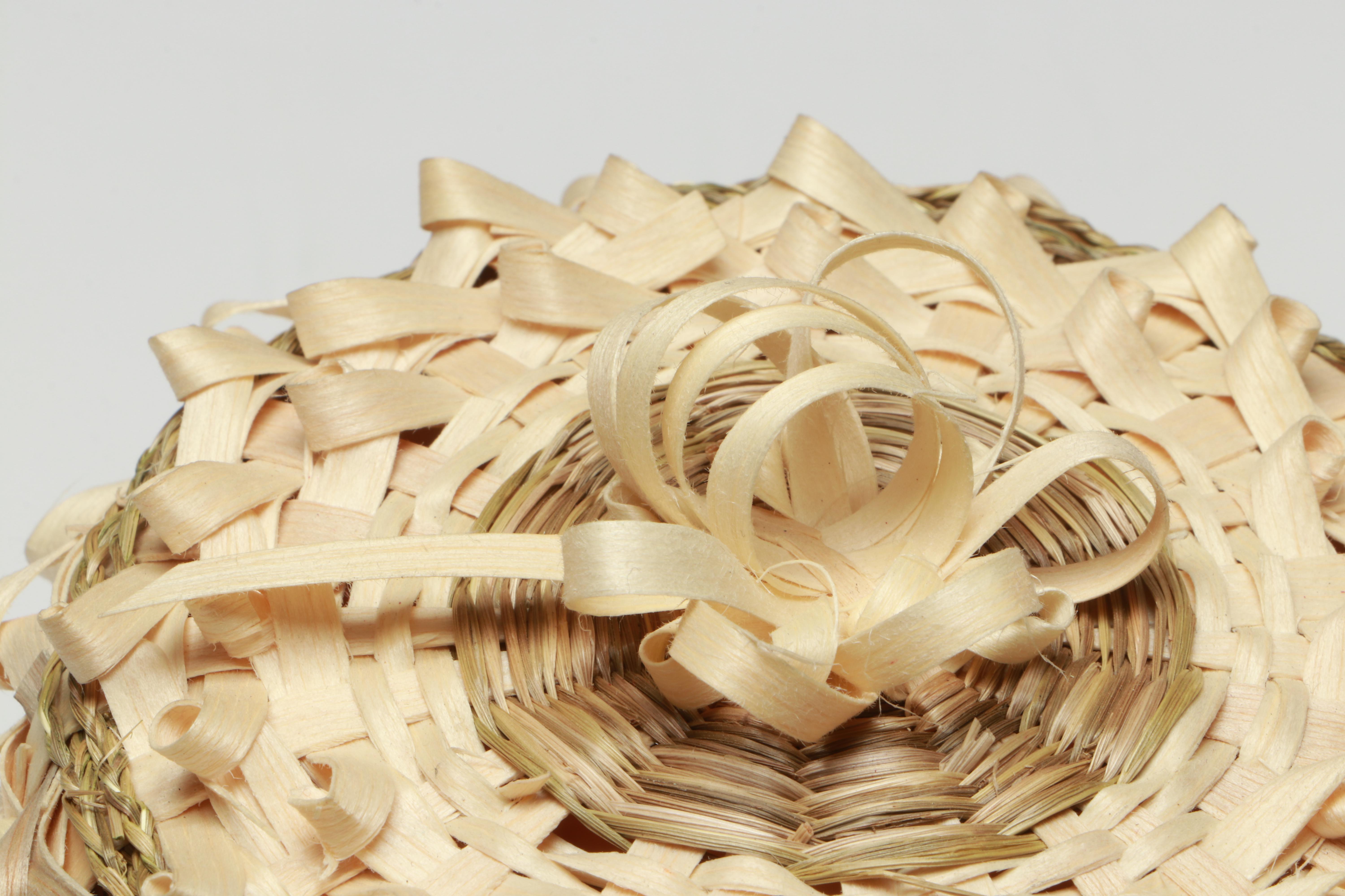 Ronnie-Leigh Goeman Onondaga Eel Clan Black Ash and Sweetgrass Lidded Basket