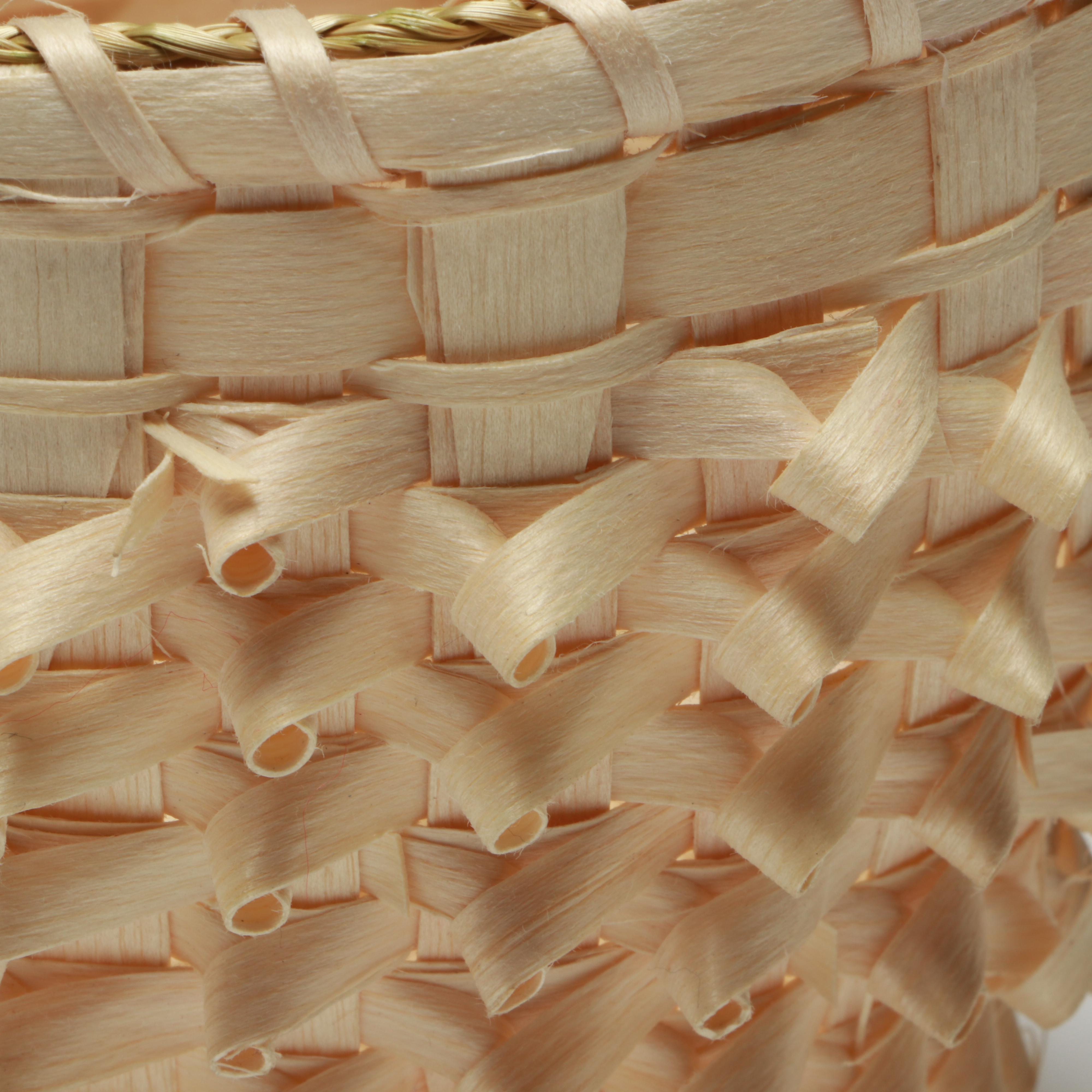 Ronnie-Leigh Goeman Onondaga Eel Clan Black Ash and Sweetgrass Lidded Basket