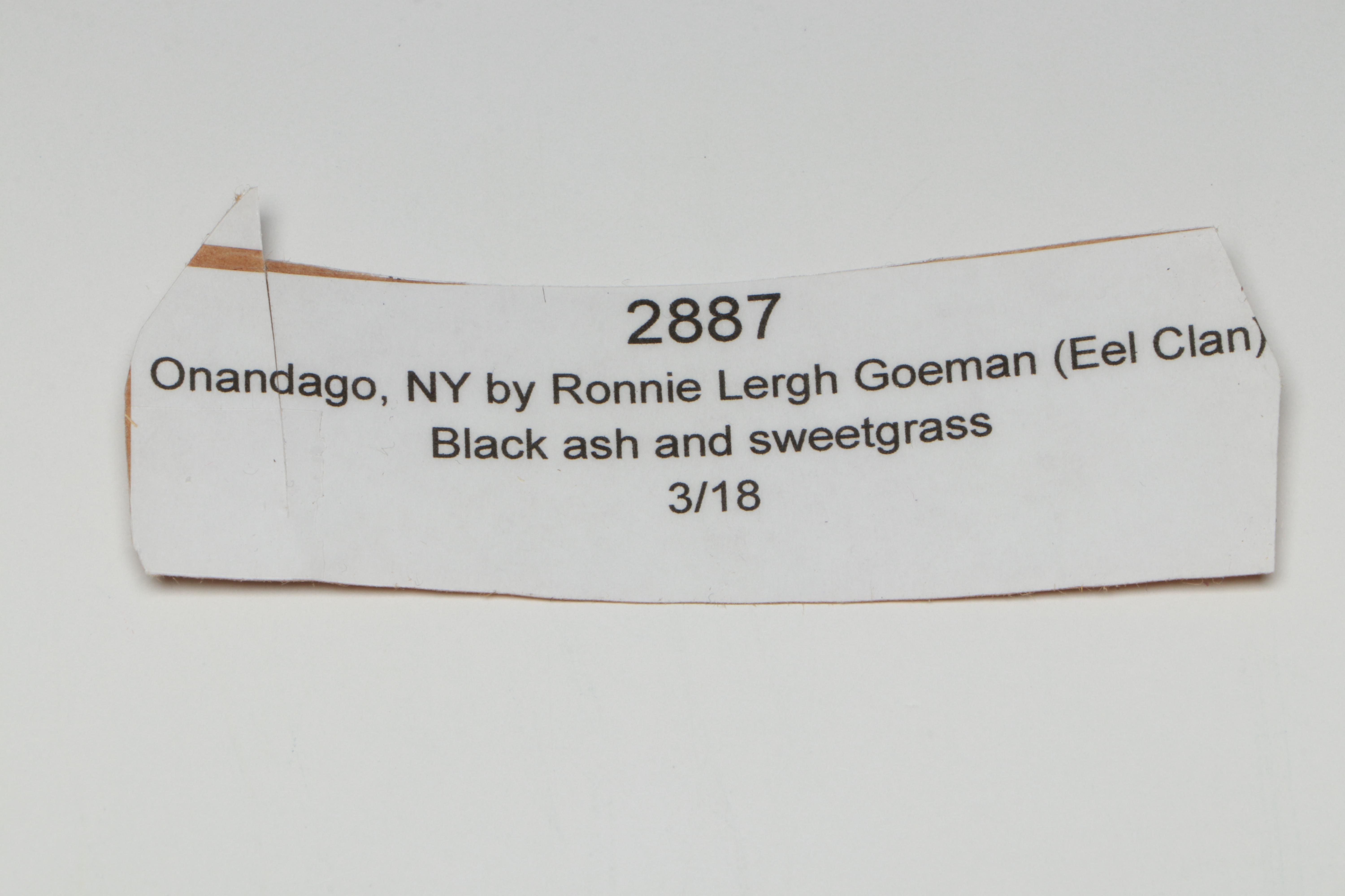 Ronnie-Leigh Goeman Onondaga Eel Clan Black Ash and Sweetgrass Lidded Basket
