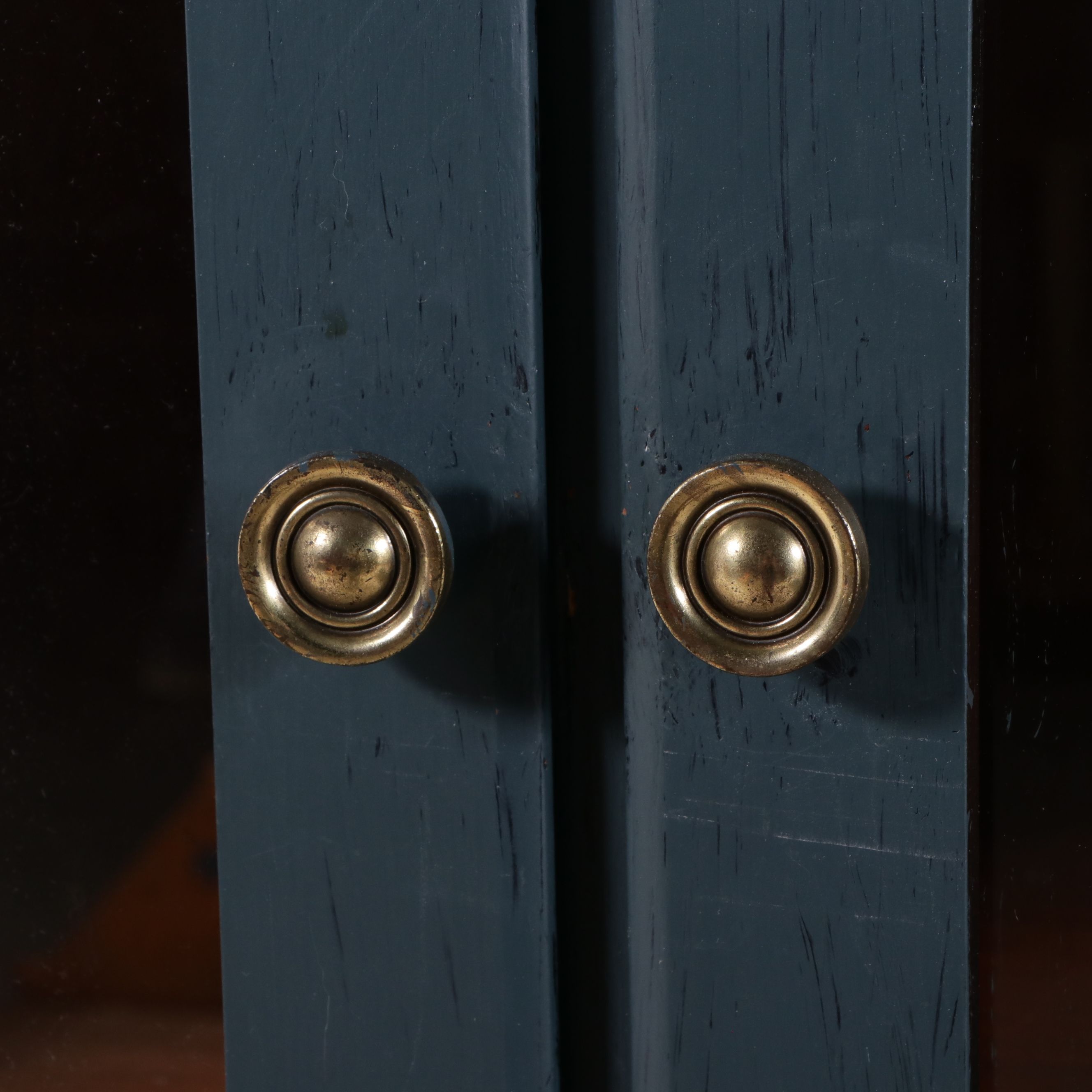 Federal Style Painted Glass Front Corner Cabinet, 20th Century