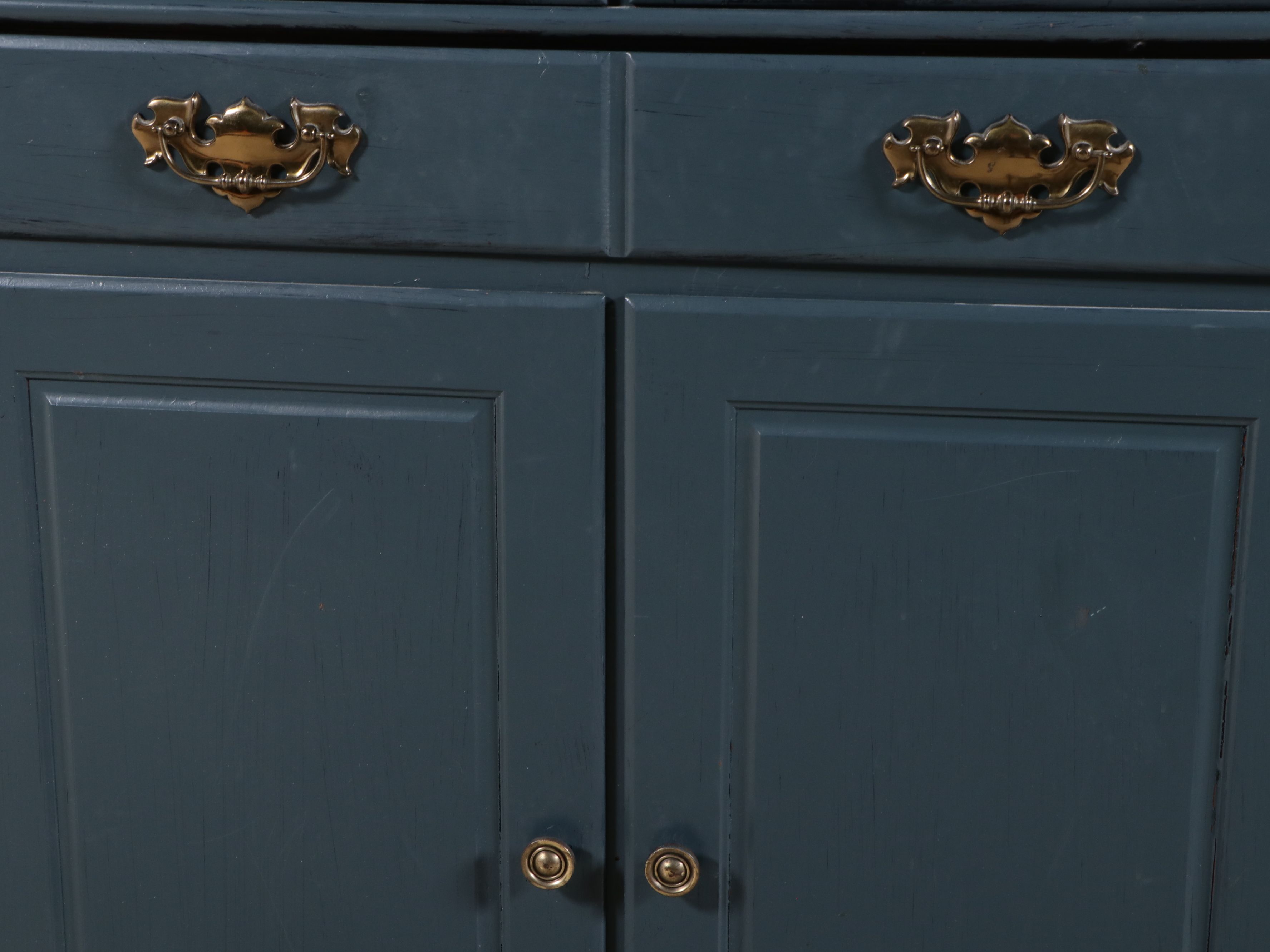 Federal Style Painted Glass Front Corner Cabinet, 20th Century