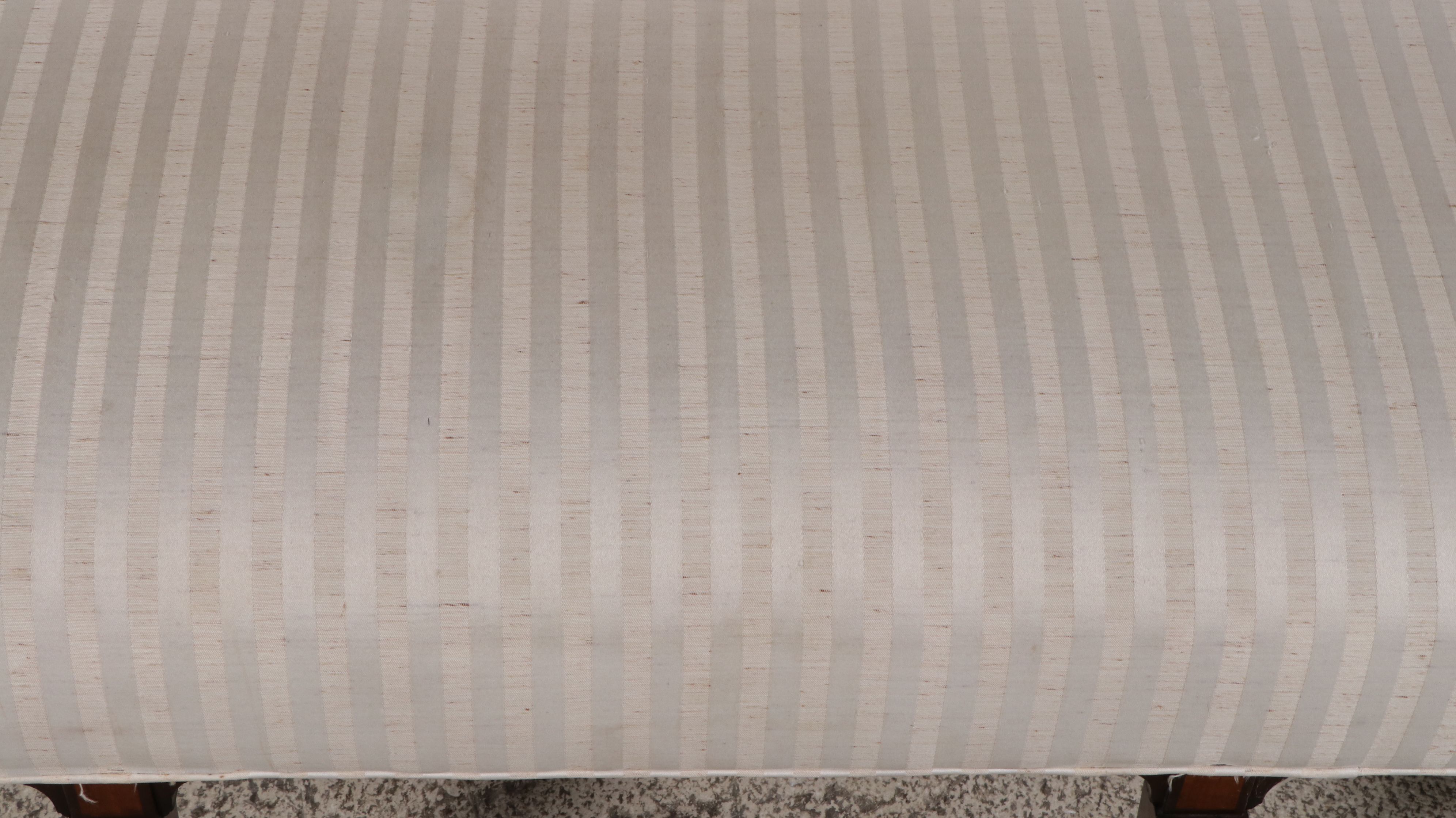 Hepplewhite Style Upholstered Camleback Sofa with Inlay Mahogany Spade Legs