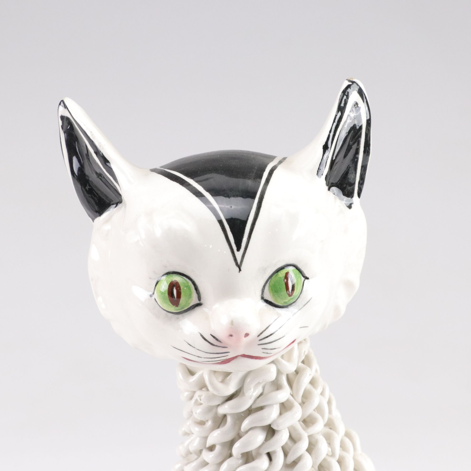 Mid-Century Italian Ceramic Spaghetti Cat Figurines