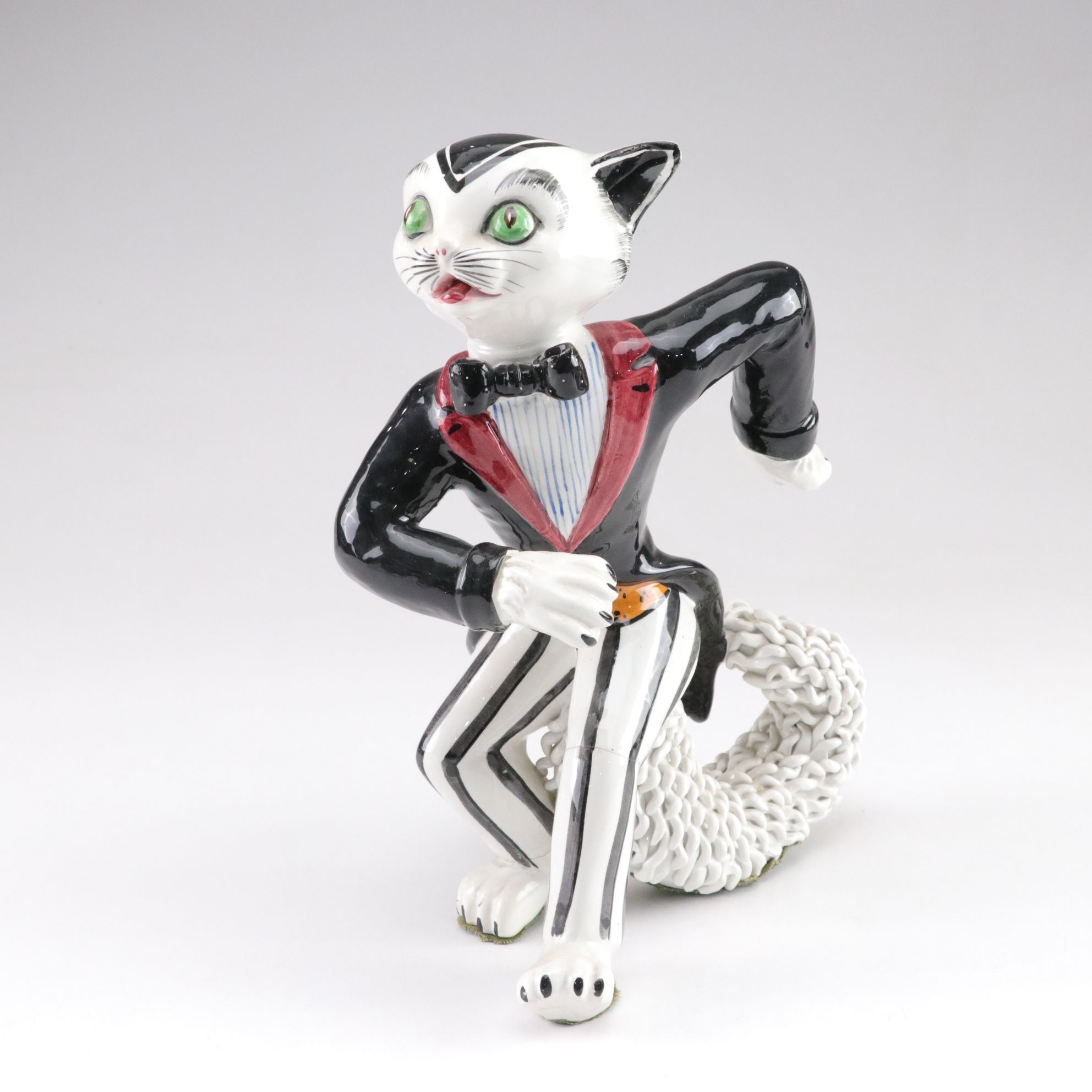 Mid-Century Italian Ceramic Spaghetti Cat Figurines