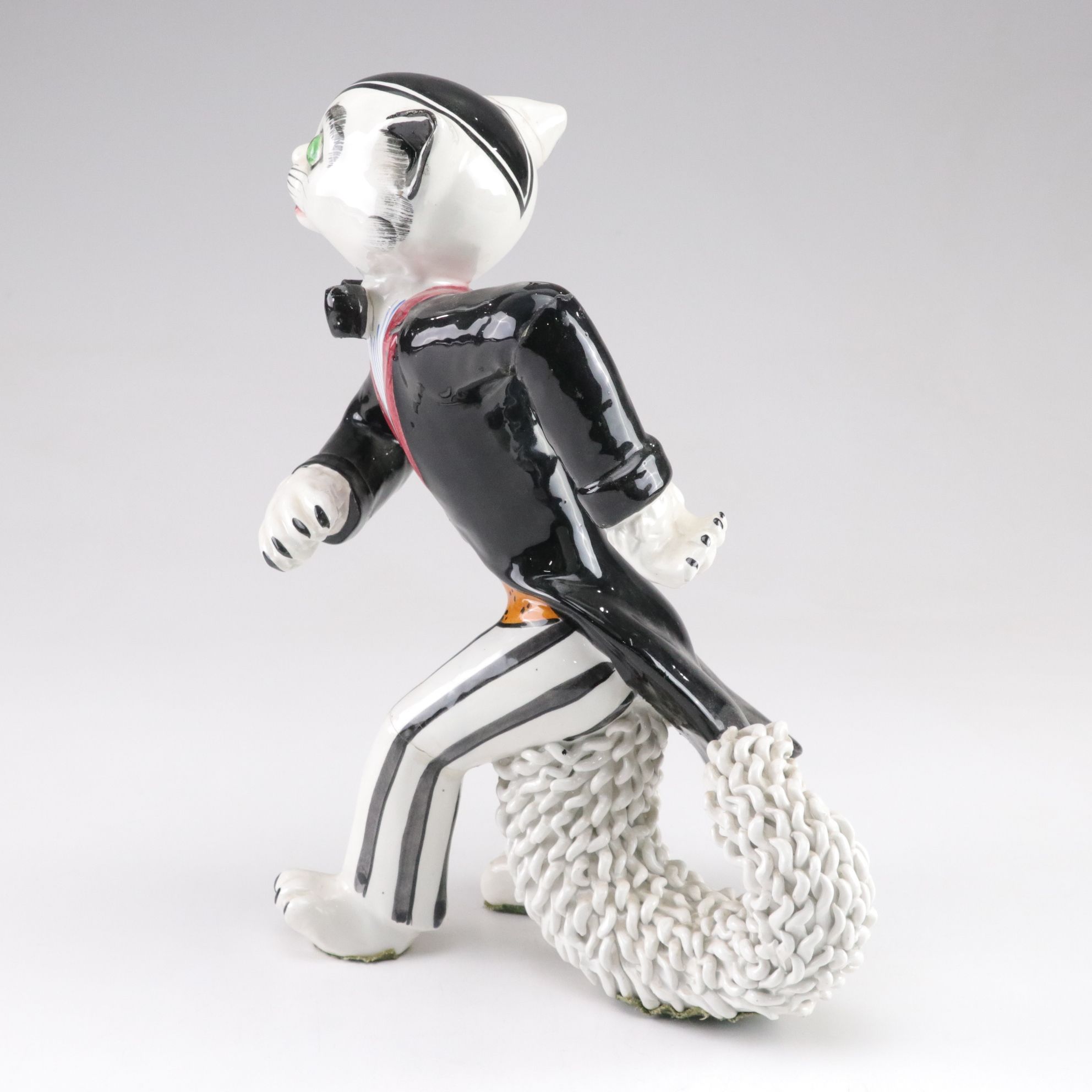 Mid-Century Italian Ceramic Spaghetti Cat Figurines