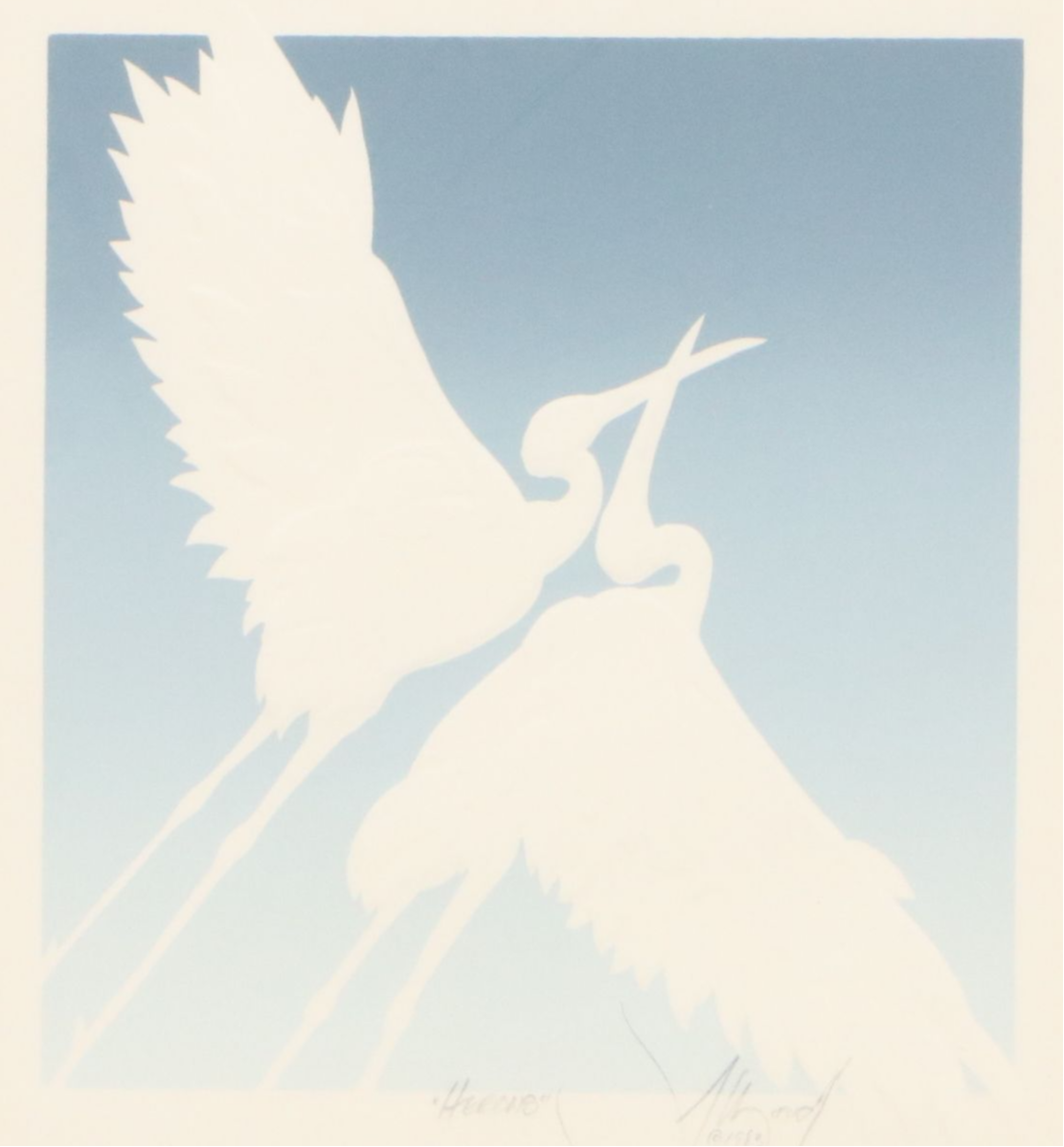 David Allgood Embossed Serigraph "Herons," 1983