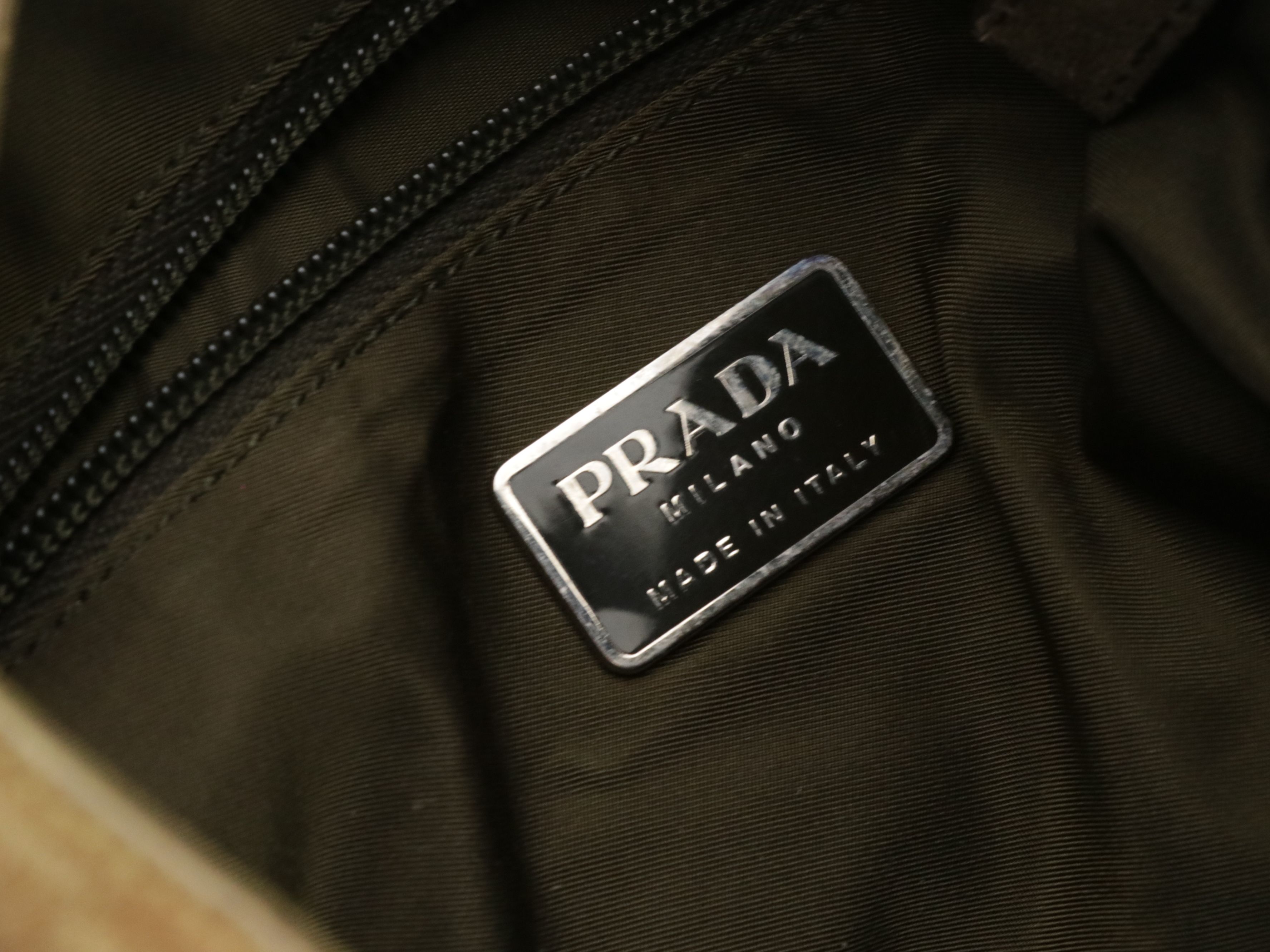 Prada Leaf Appliqué Crossbody Bag in Grommet Suede and Nylon