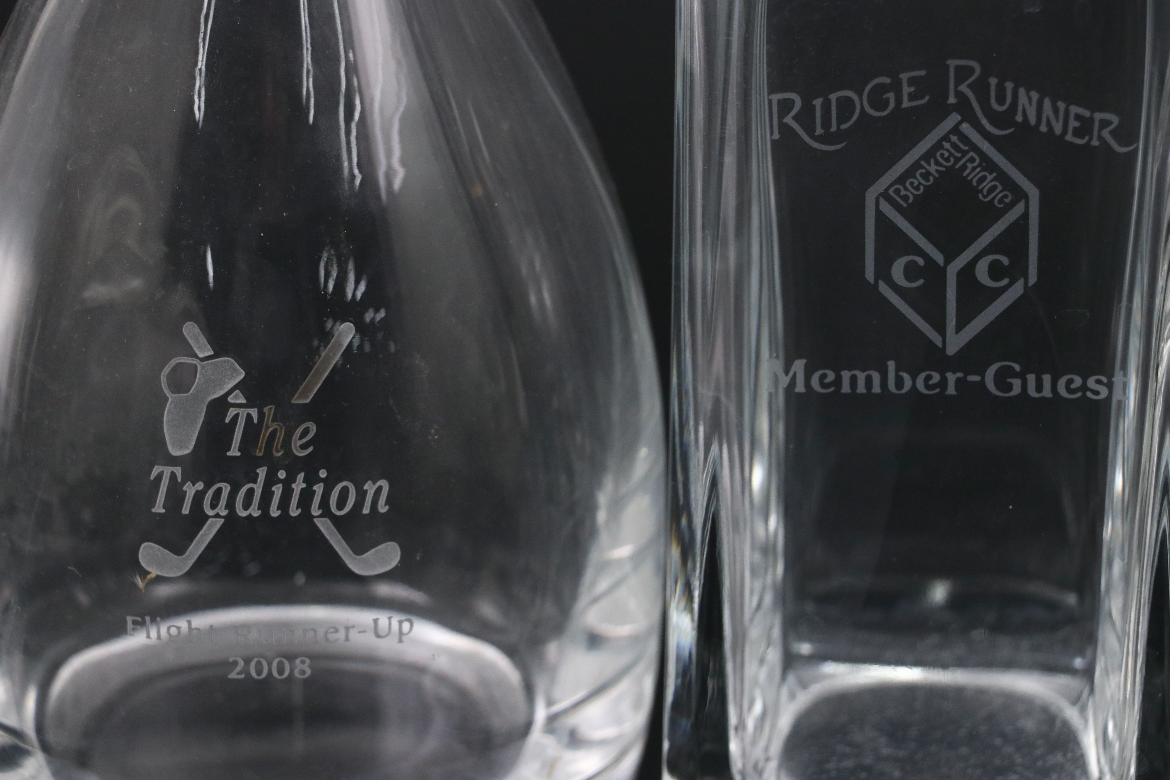 Greater Cincinnati Golf Association Glass Jar with Decanters and Etched Glasses