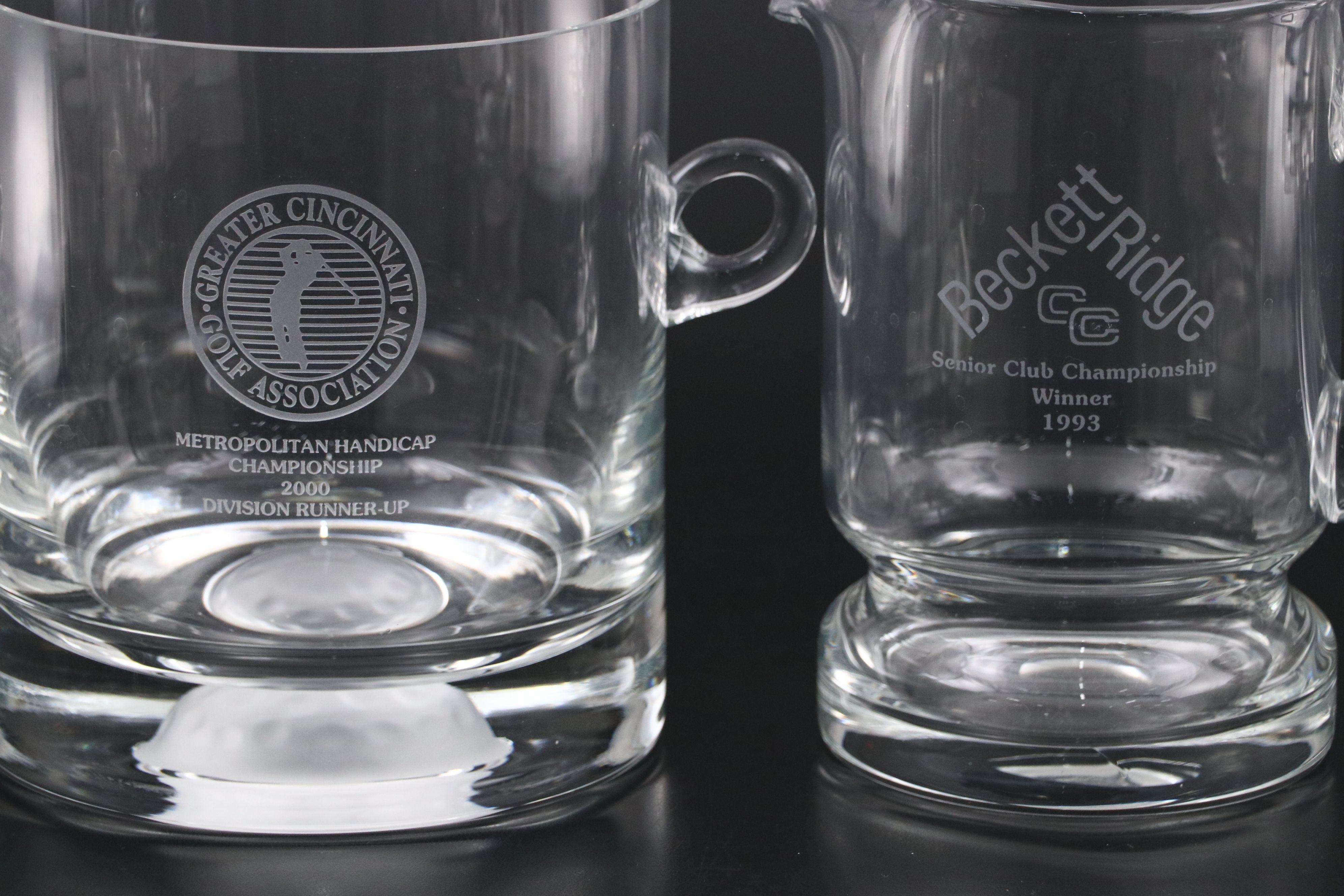 Greater Cincinnati Golf Association Glass Jar with Decanters and Etched Glasses