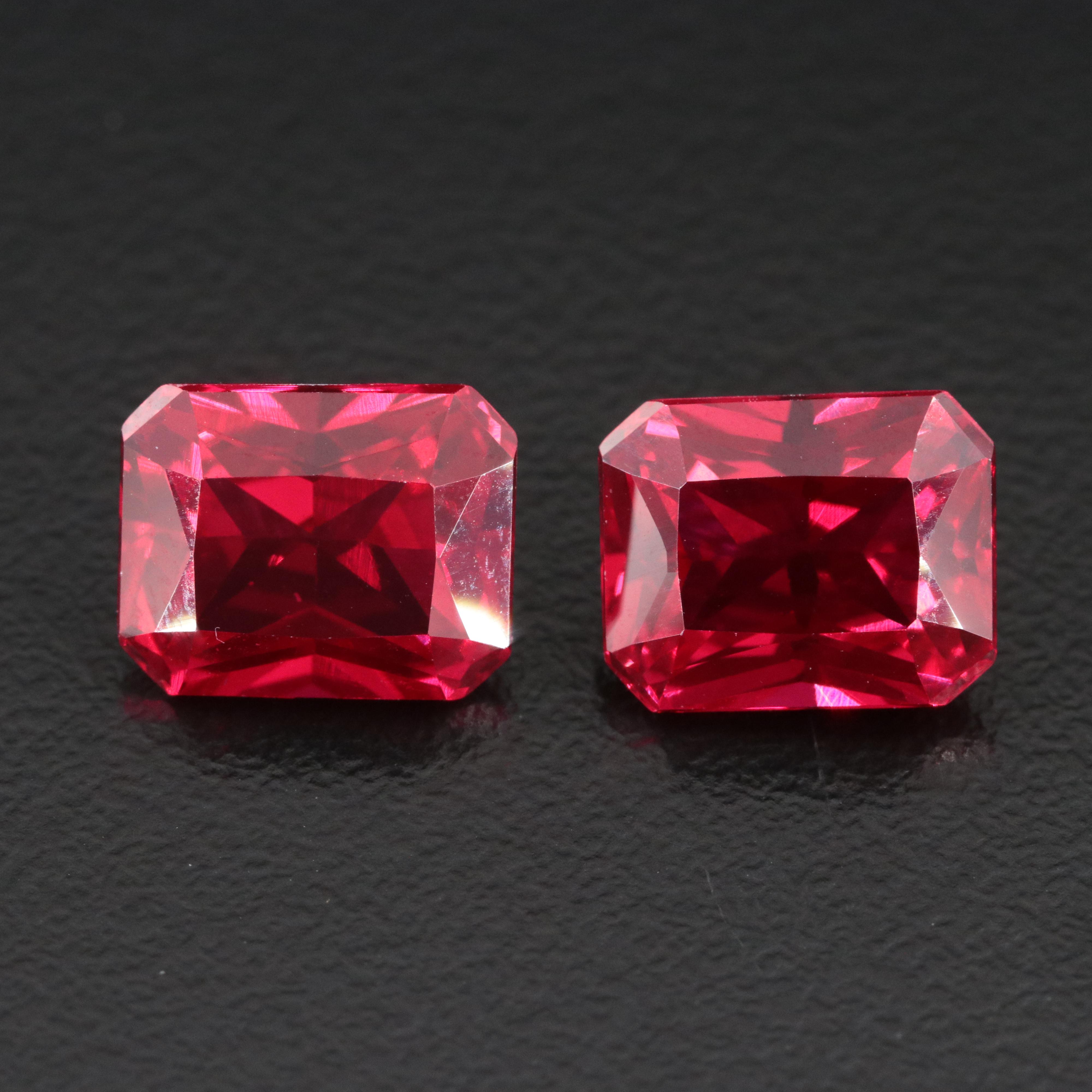 Loose 9.51 CTW Matched Pair Lab Grown Rubies