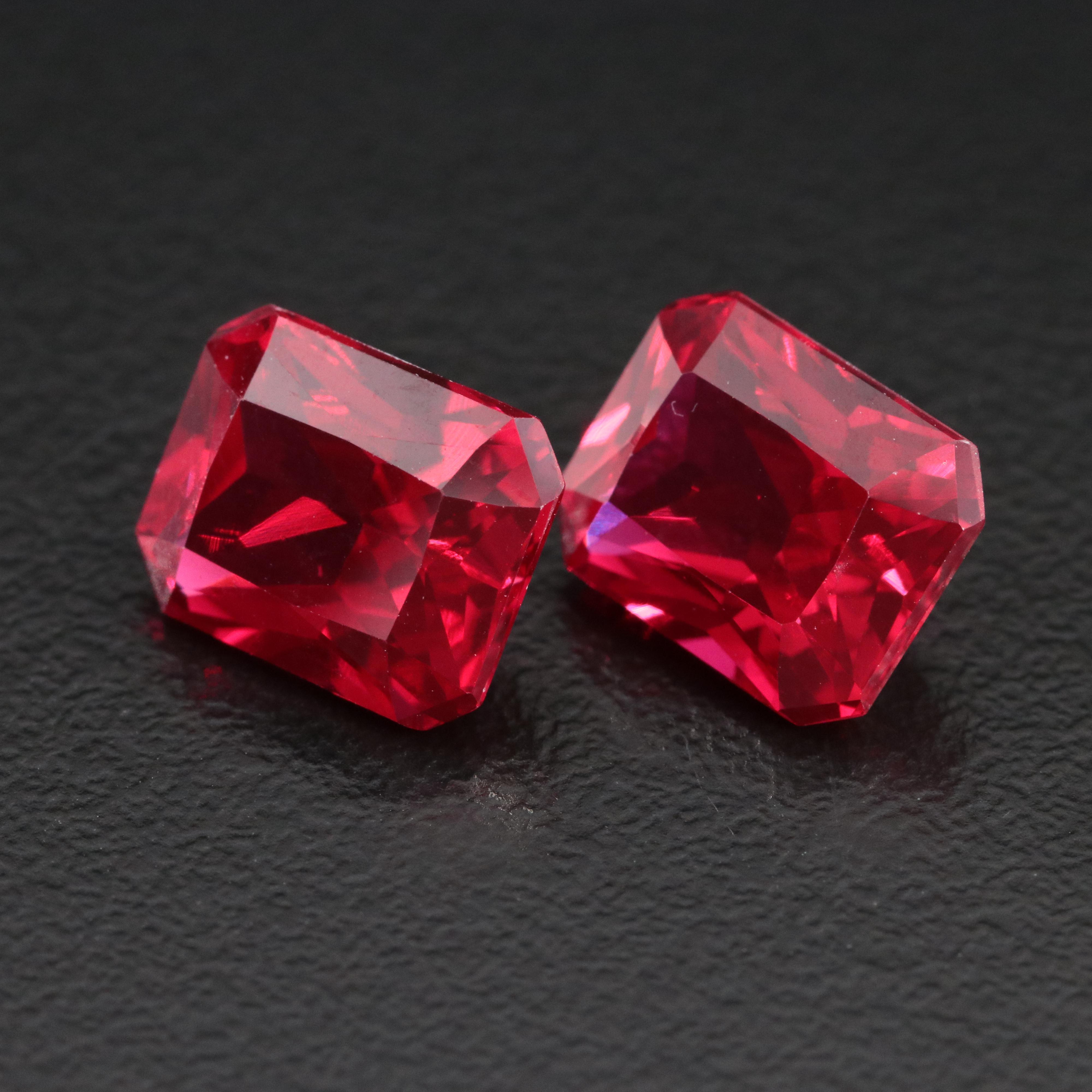 Loose 9.51 CTW Matched Pair Lab Grown Rubies