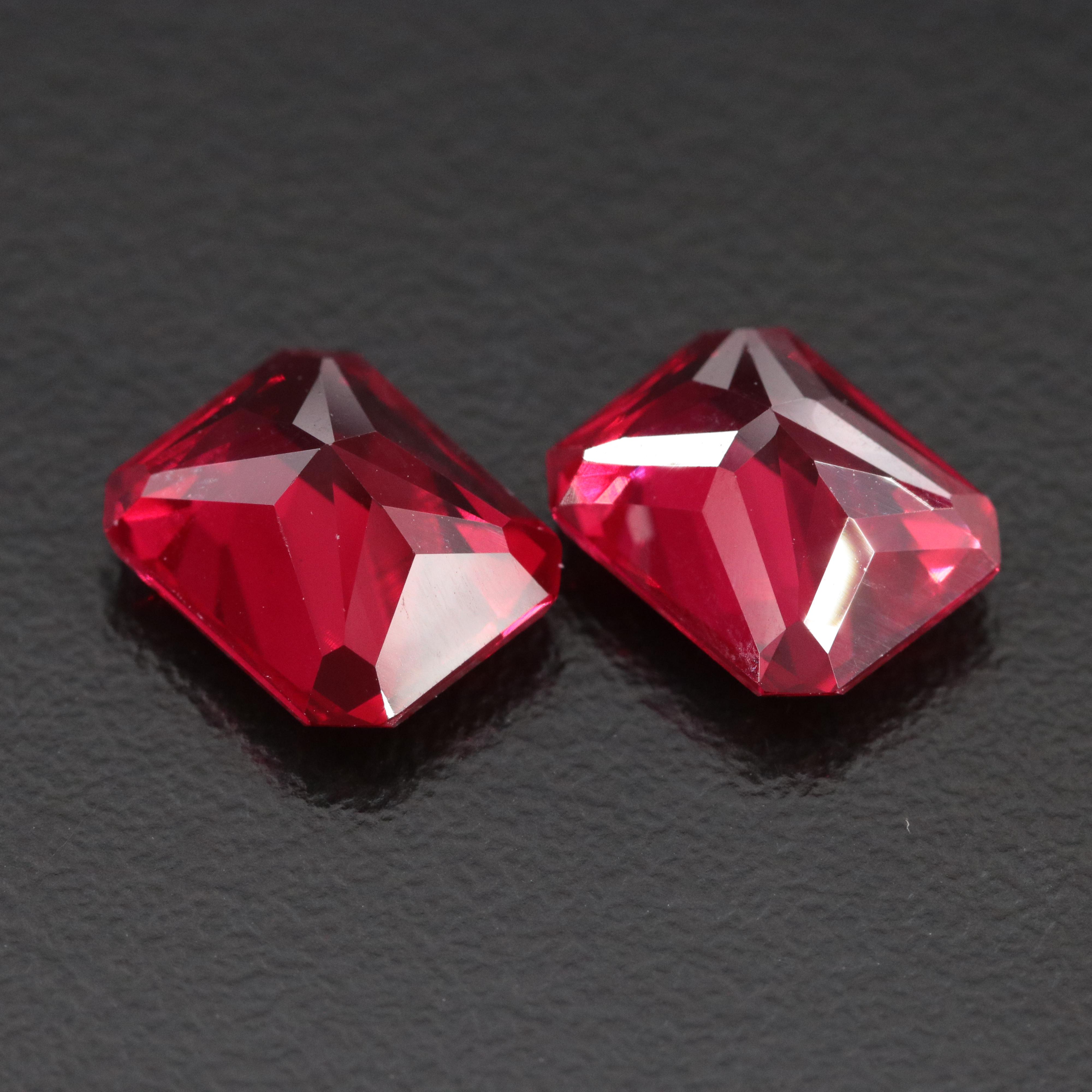 Loose 9.51 CTW Matched Pair Lab Grown Rubies