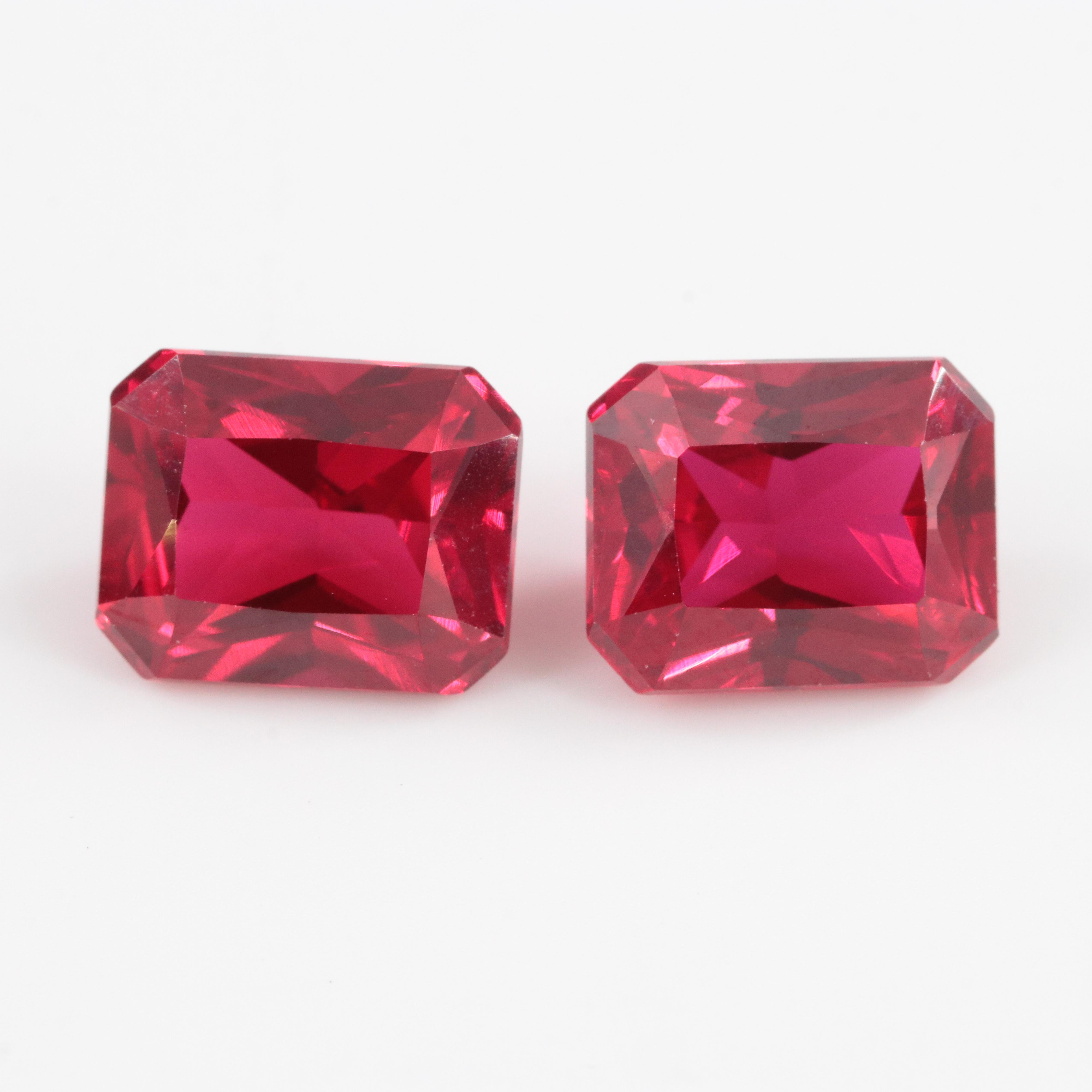 Loose 9.51 CTW Matched Pair Lab Grown Rubies