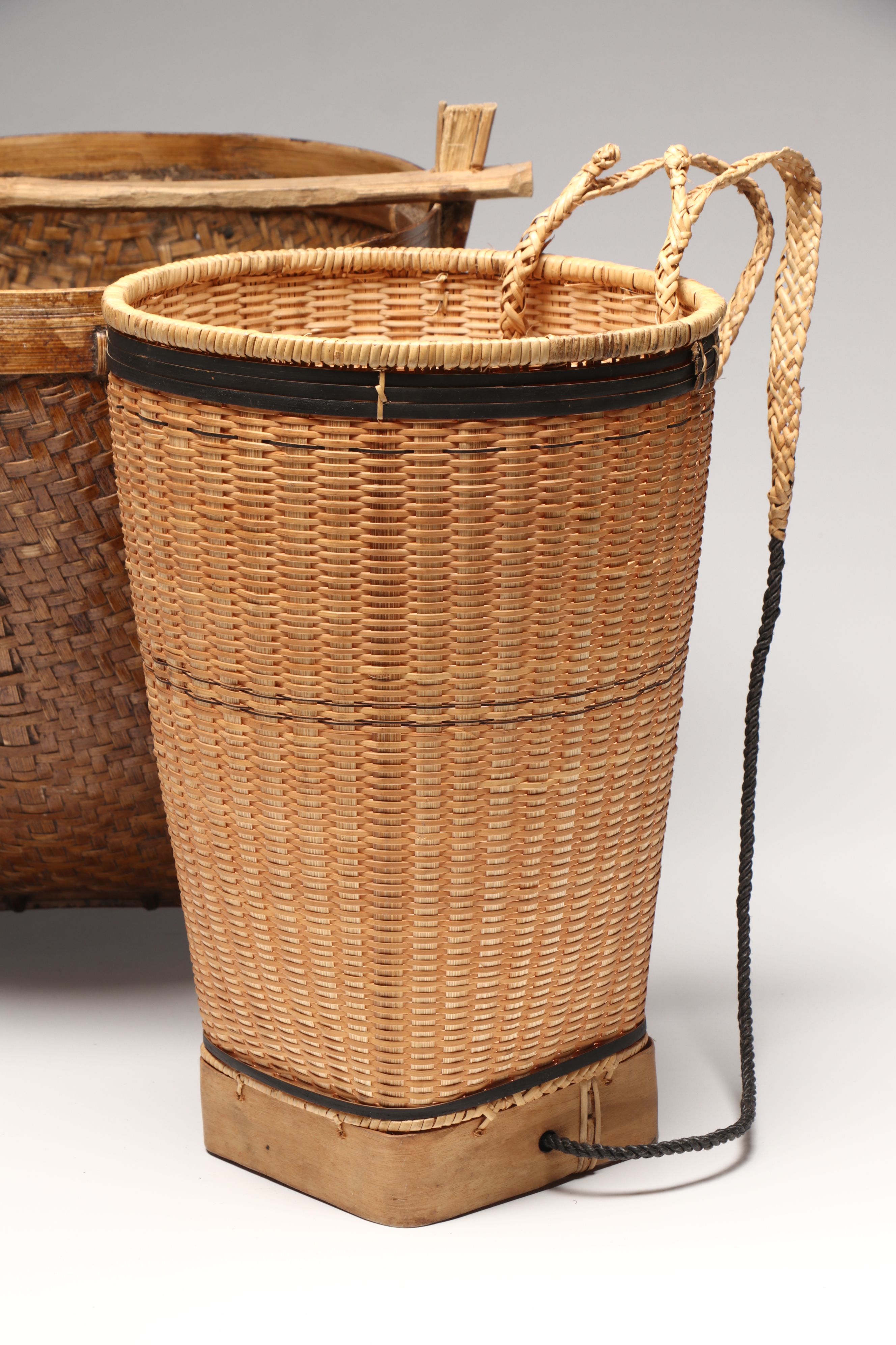 Vietnamese Bamboo and Pitch Irrigation Vessel with Koho Peoples Rattan Backpack