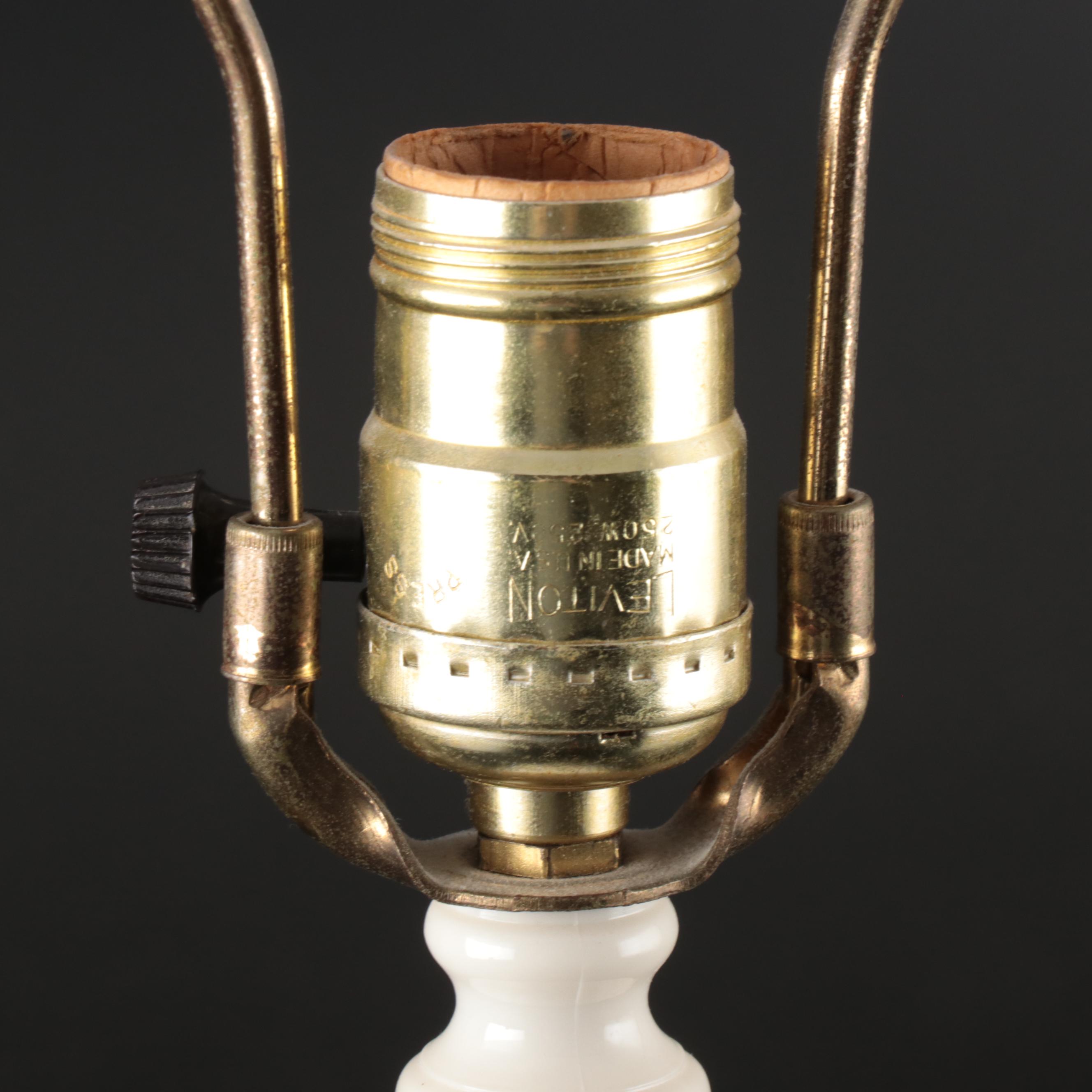 Porcelain Rosette Table Lamp with Scalloped Fabric Shade