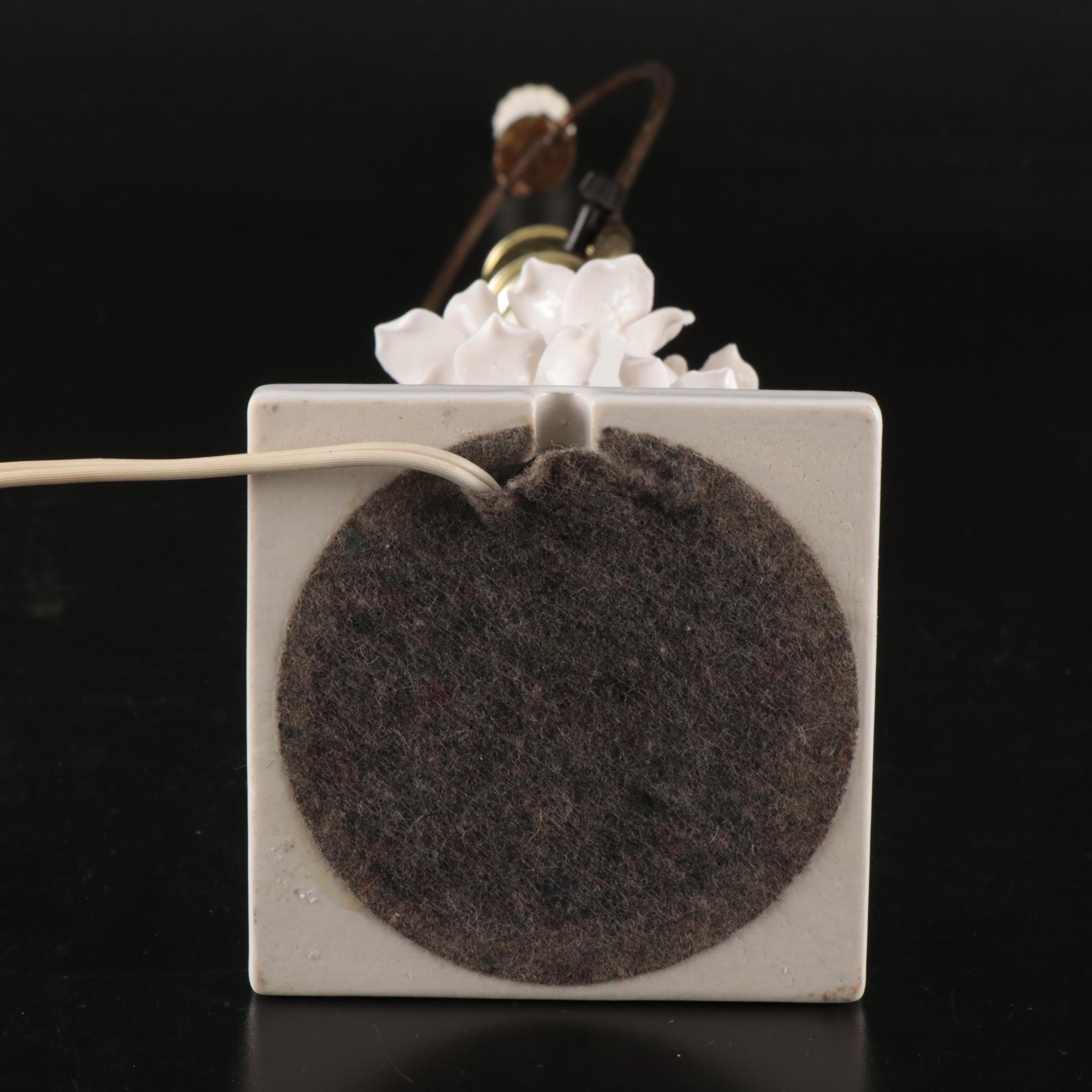 Porcelain Rosette Table Lamp with Scalloped Fabric Shade