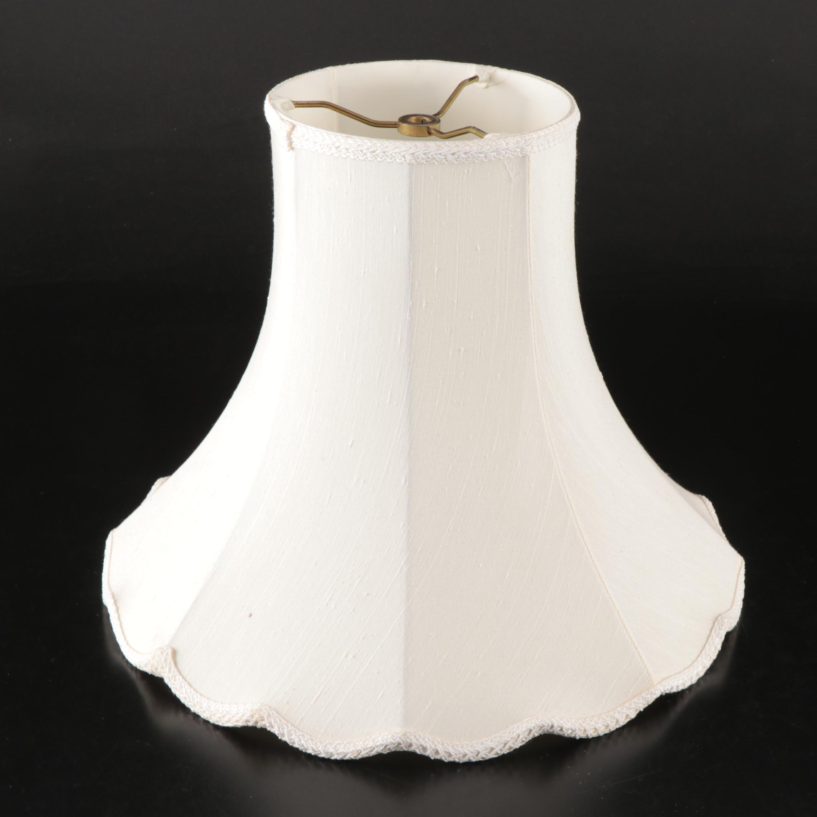 Porcelain Rosette Table Lamp with Scalloped Fabric Shade