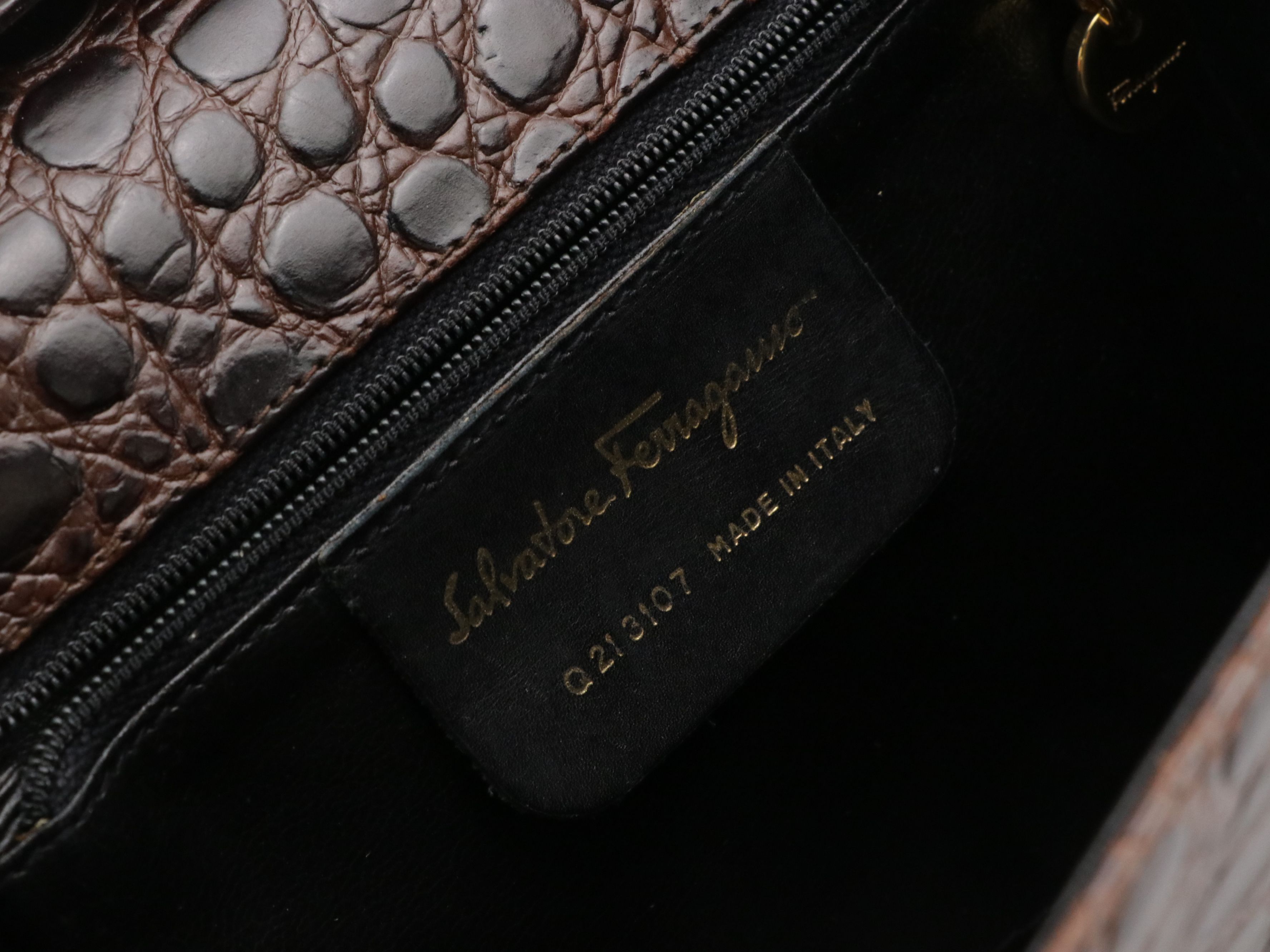 Salvatore Ferragamo Vara Bow Flap Crossbody Bag in Brown Embossed Leather