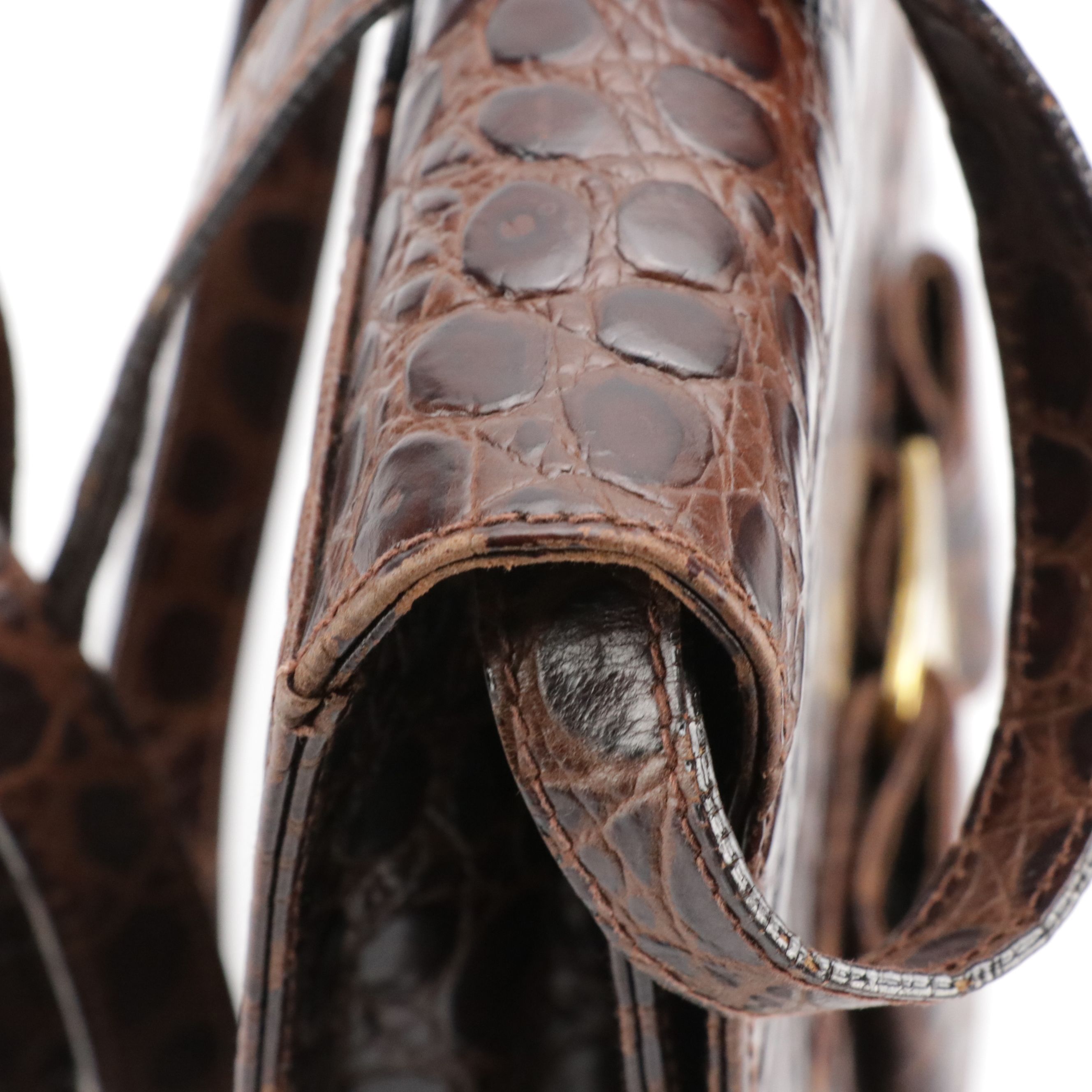 Salvatore Ferragamo Vara Bow Flap Crossbody Bag in Brown Embossed Leather