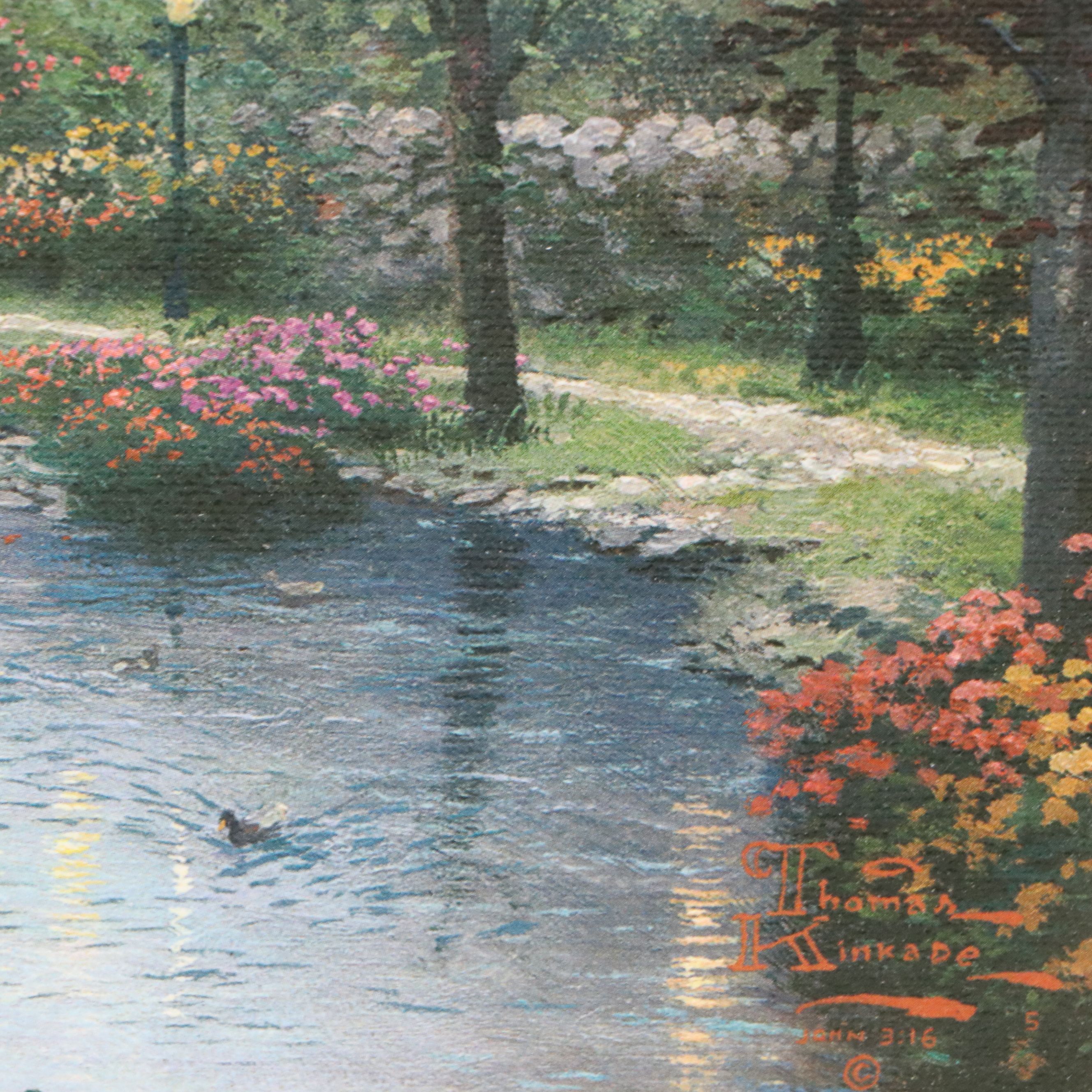 Offset Lithograph After Thomas Kinkade "Lamplight Brooke," 1998