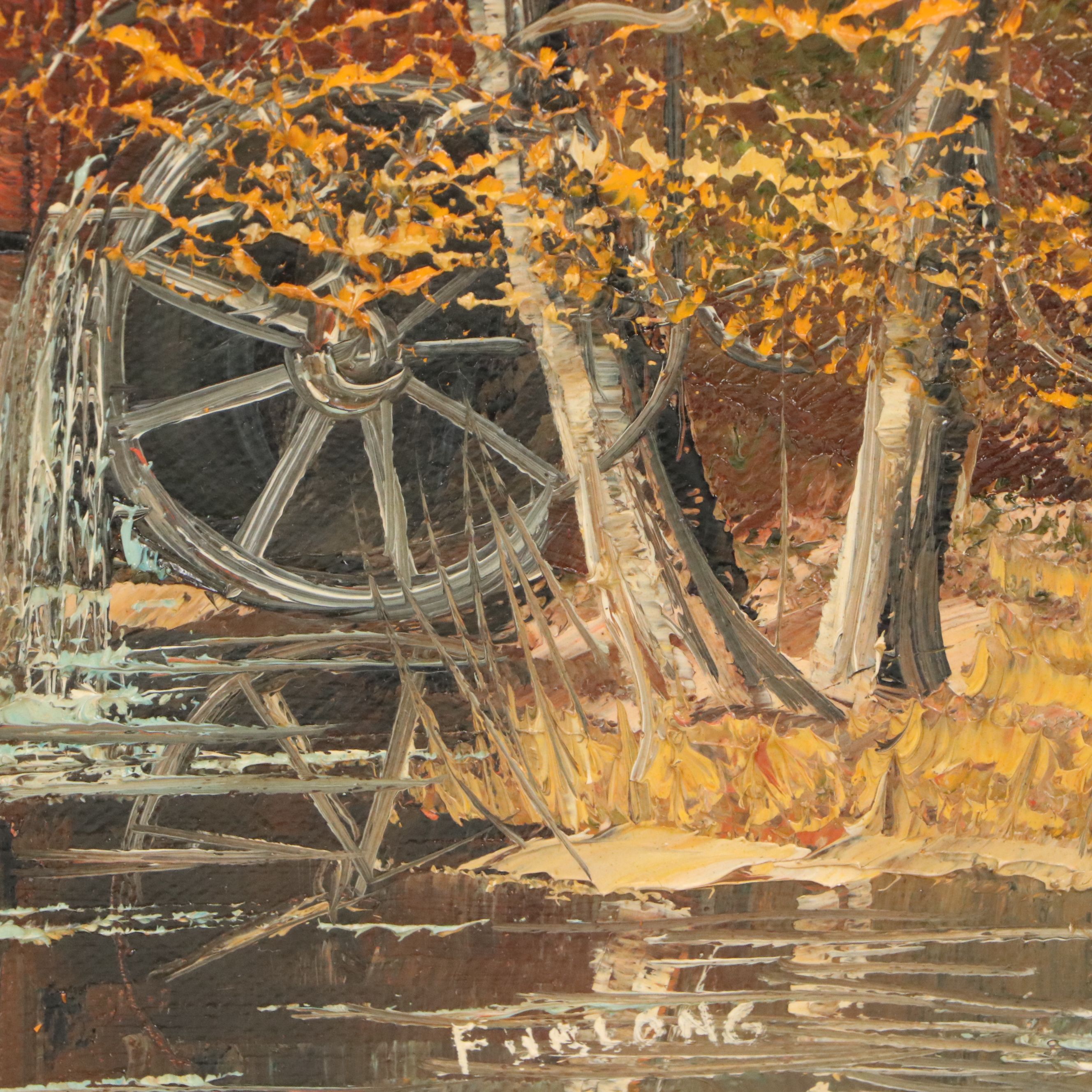 Hielene Furlong Oil Painting of Watermill, 1981