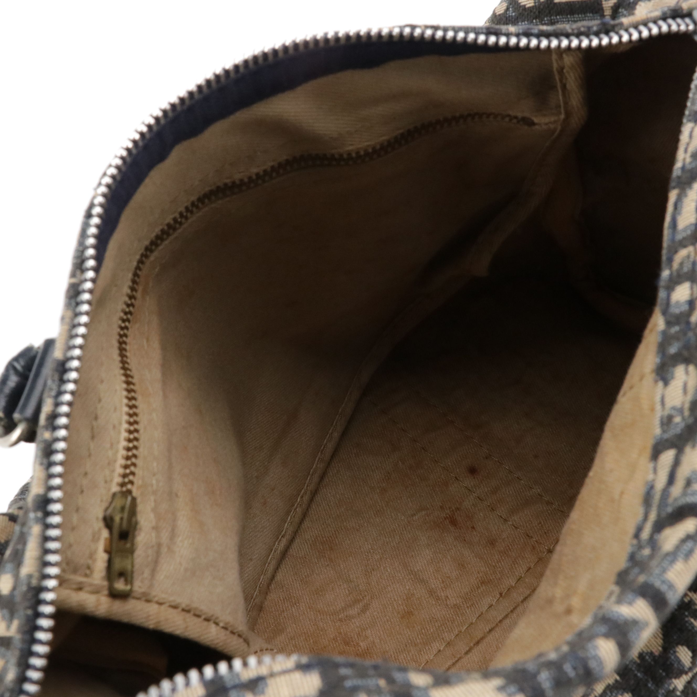 Christian Dior Bagages Boston Bag in Dark Blue Trotter Monogram Canvas & Leather