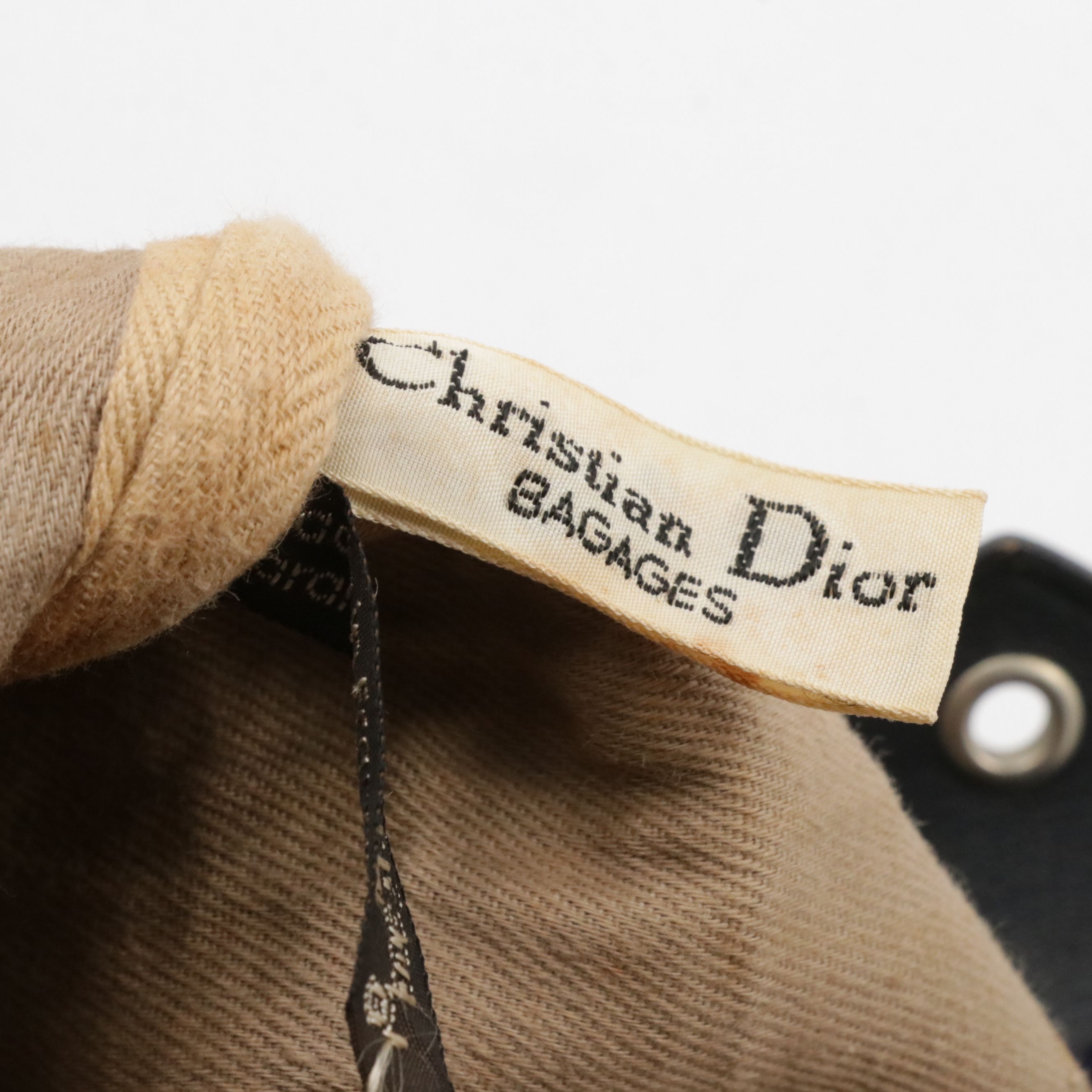 Christian Dior Bagages Boston Bag in Dark Blue Trotter Monogram Canvas & Leather