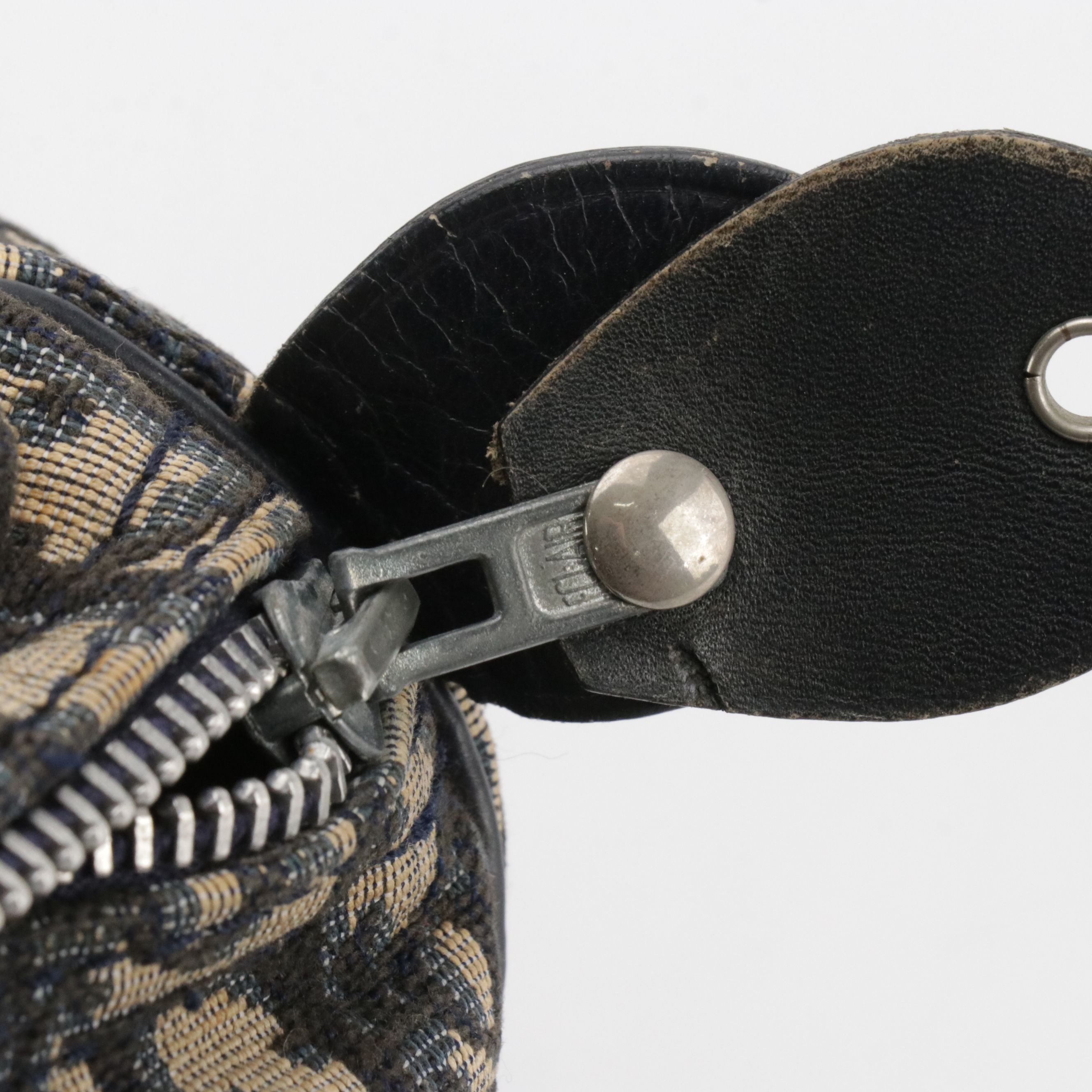 Christian Dior Bagages Boston Bag in Dark Blue Trotter Monogram Canvas & Leather