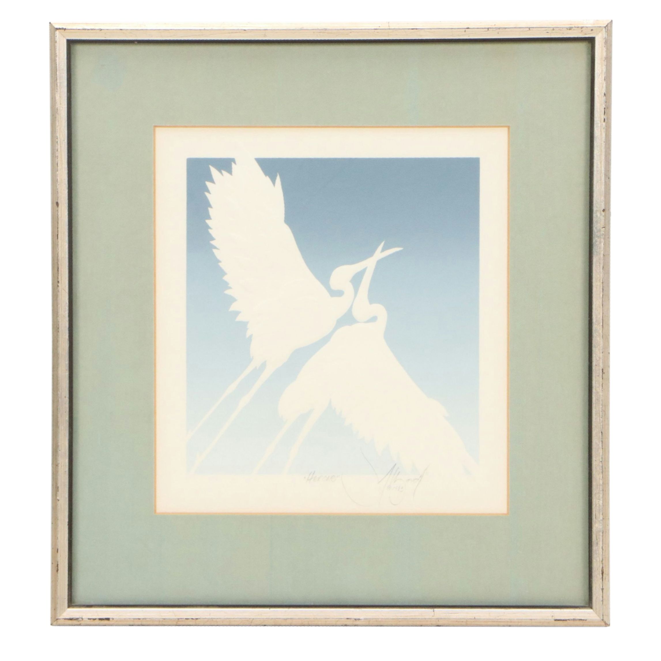 David Allgood Embossed Serigraph "Herons," 1983