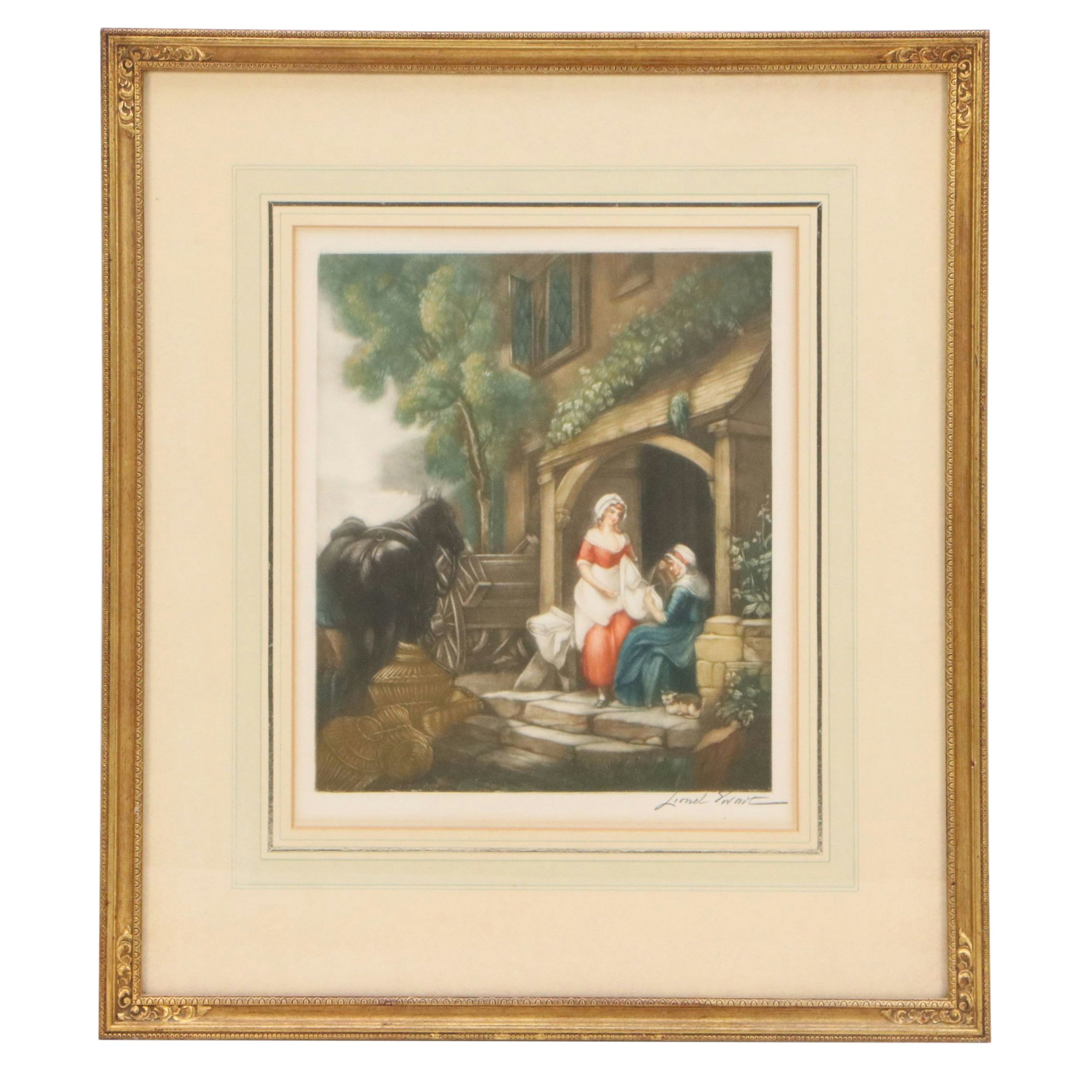 Lionel Ewart Mezzotint After F. Wheatley "Preparing for Market," Early 20th C.