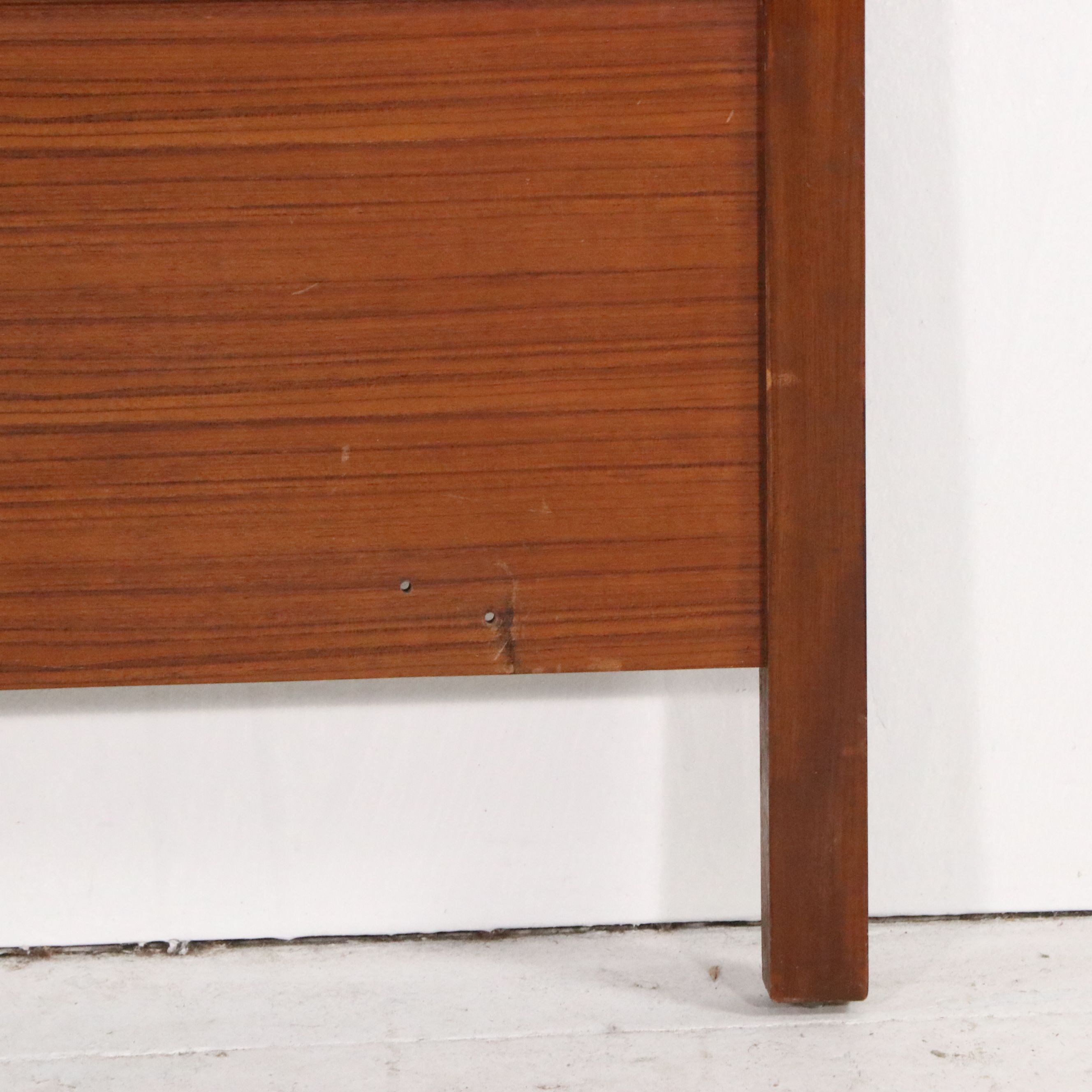 Mid-Century Chinese Style Headboard with Burl Wood and Brass Medallions