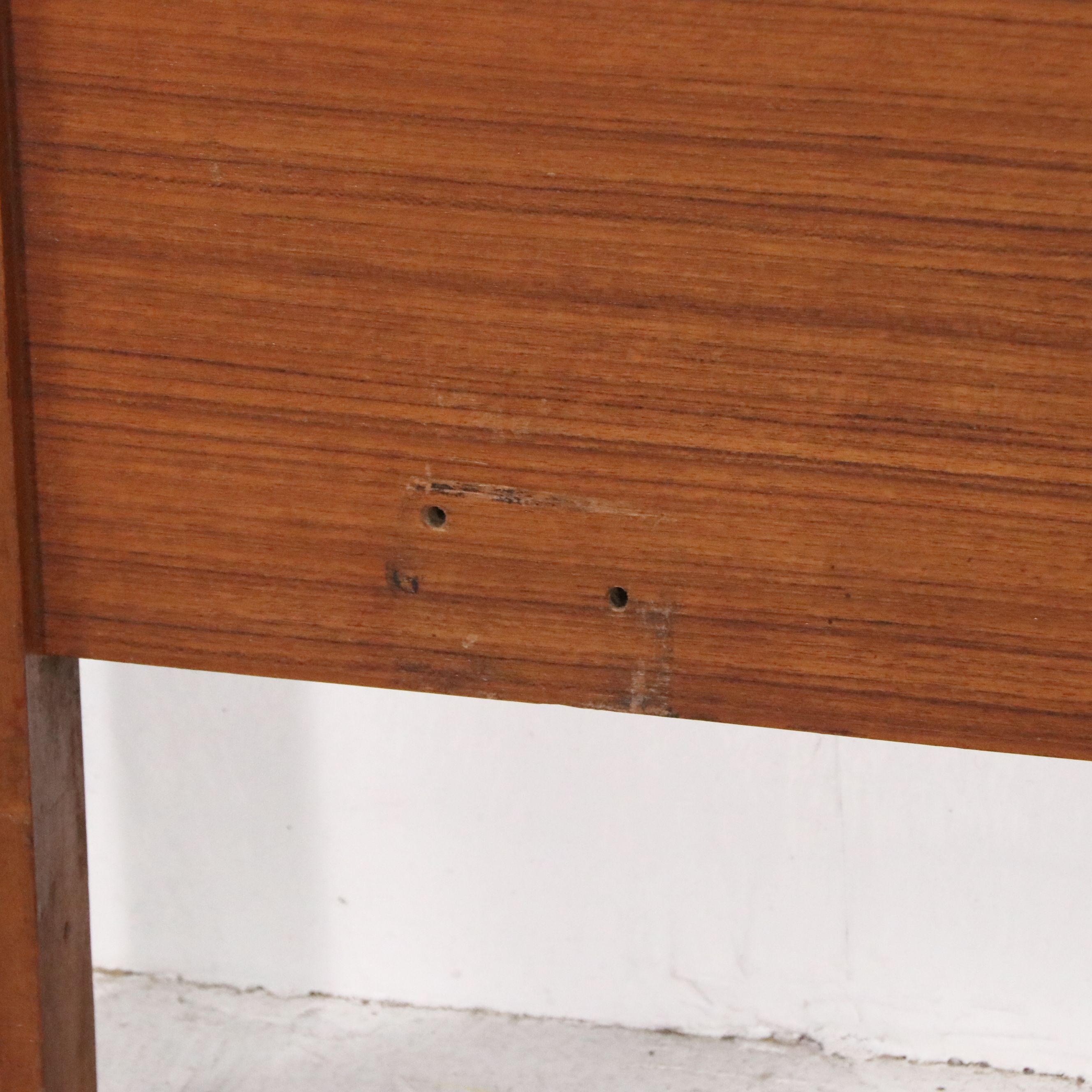 Mid-Century Chinese Style Headboard with Burl Wood and Brass Medallions