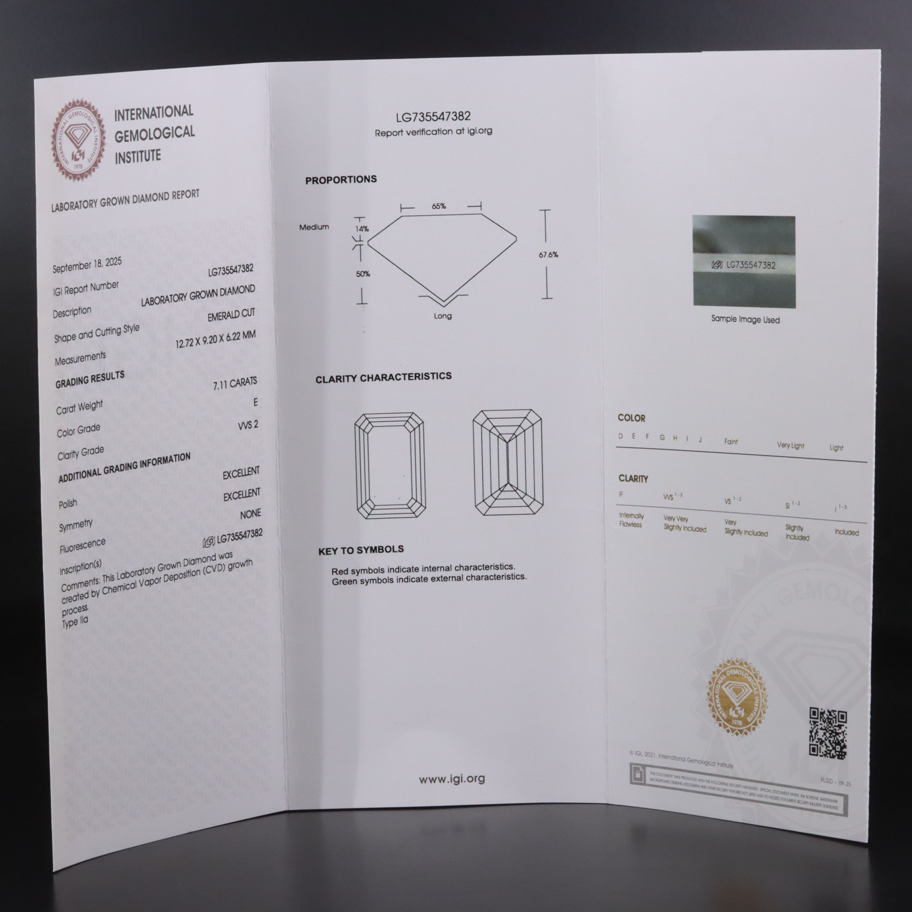 18K 7.11 CT Lab Grown Diamond Solitaire Ring with IGI Report