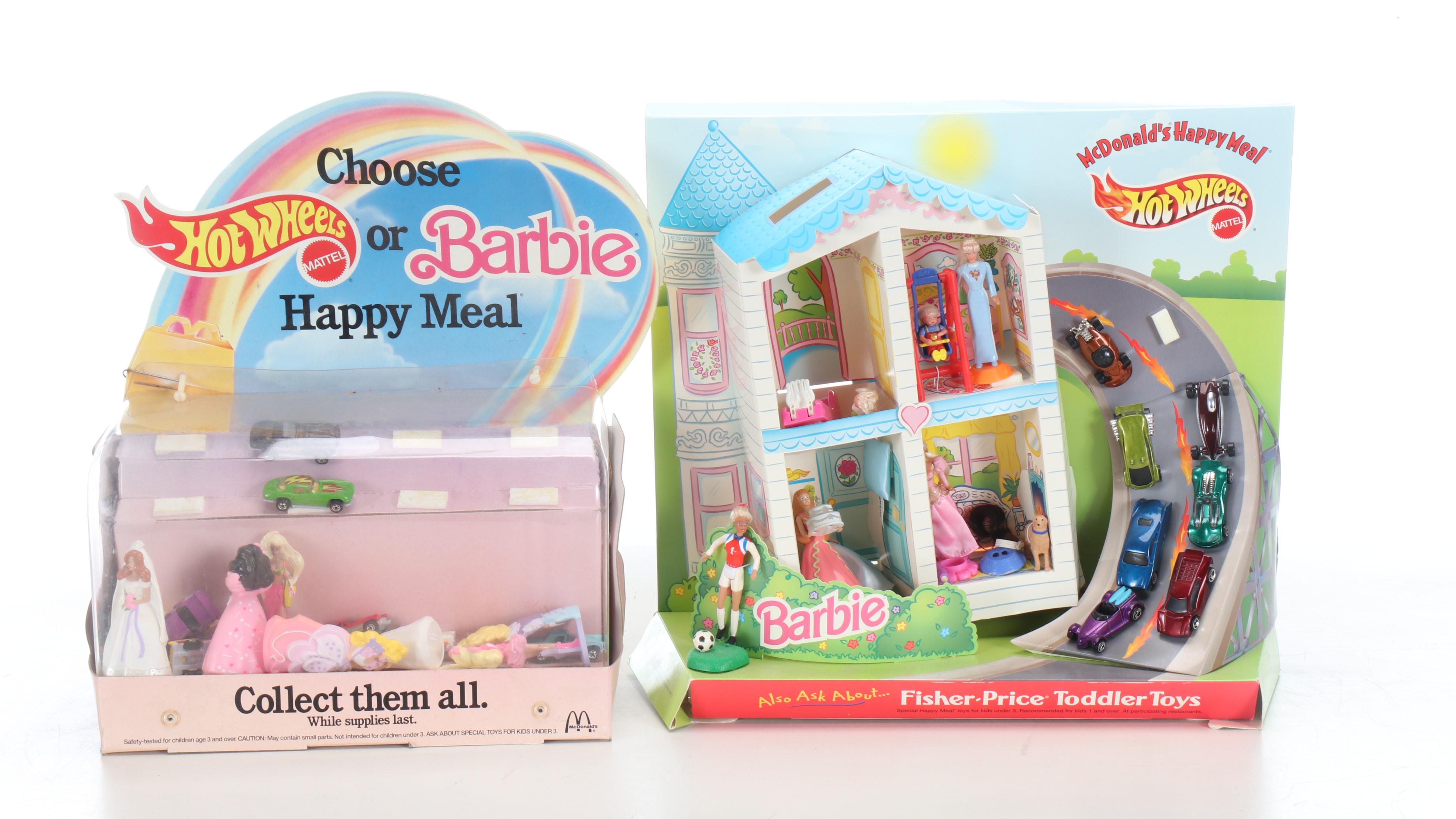 "Barbie or Hot Wheels" Happy Meal Sets with More Promotional Signs and Dolls