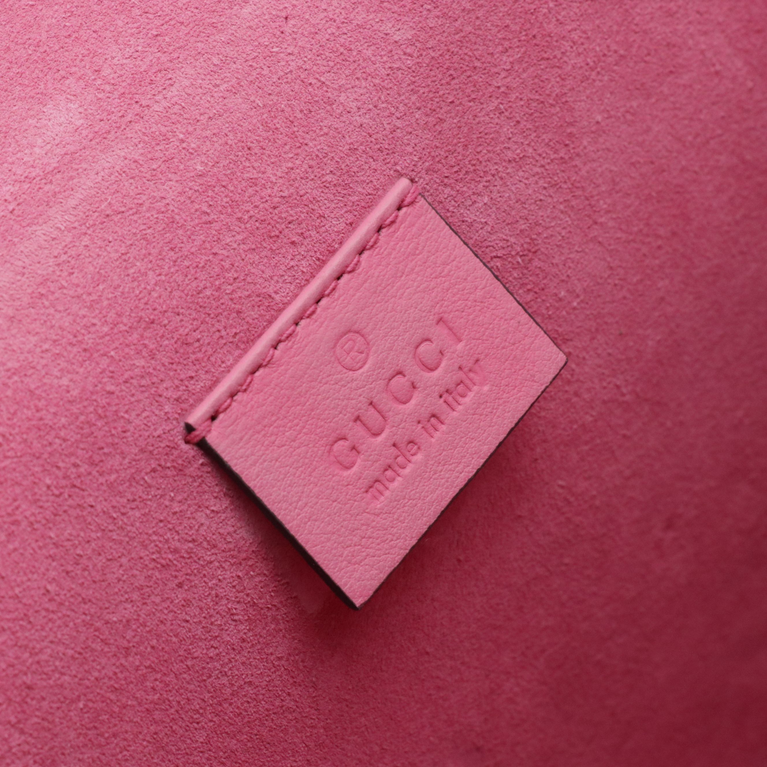 Gucci Rhinestone Embellished Dionysus Bag in GG Supreme Canvas and Pink Suede