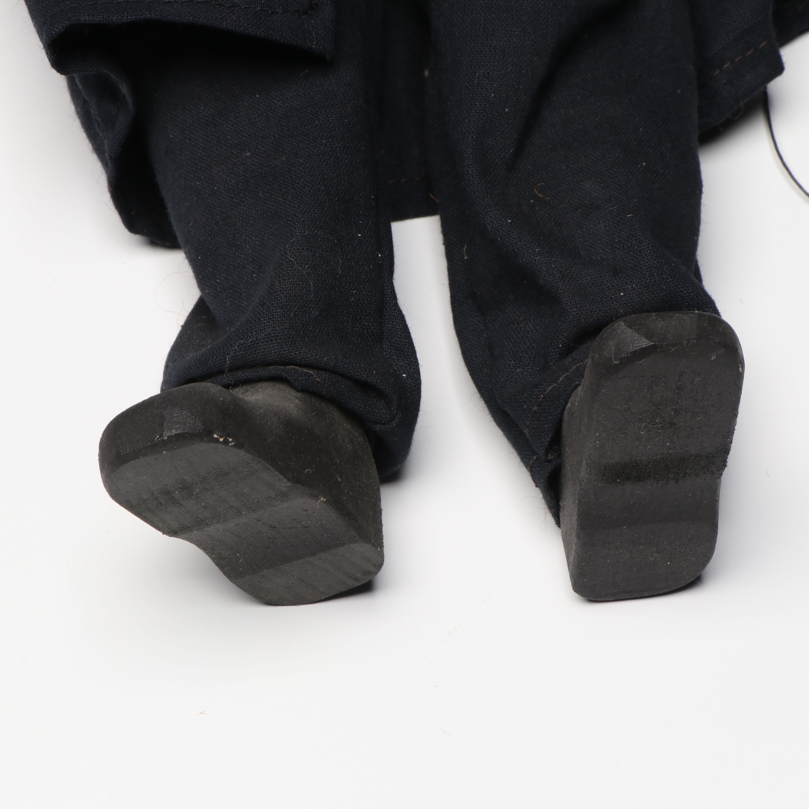 Handcrafted Ceramic Rabbi Marionette with Other Unicyclist Marionette