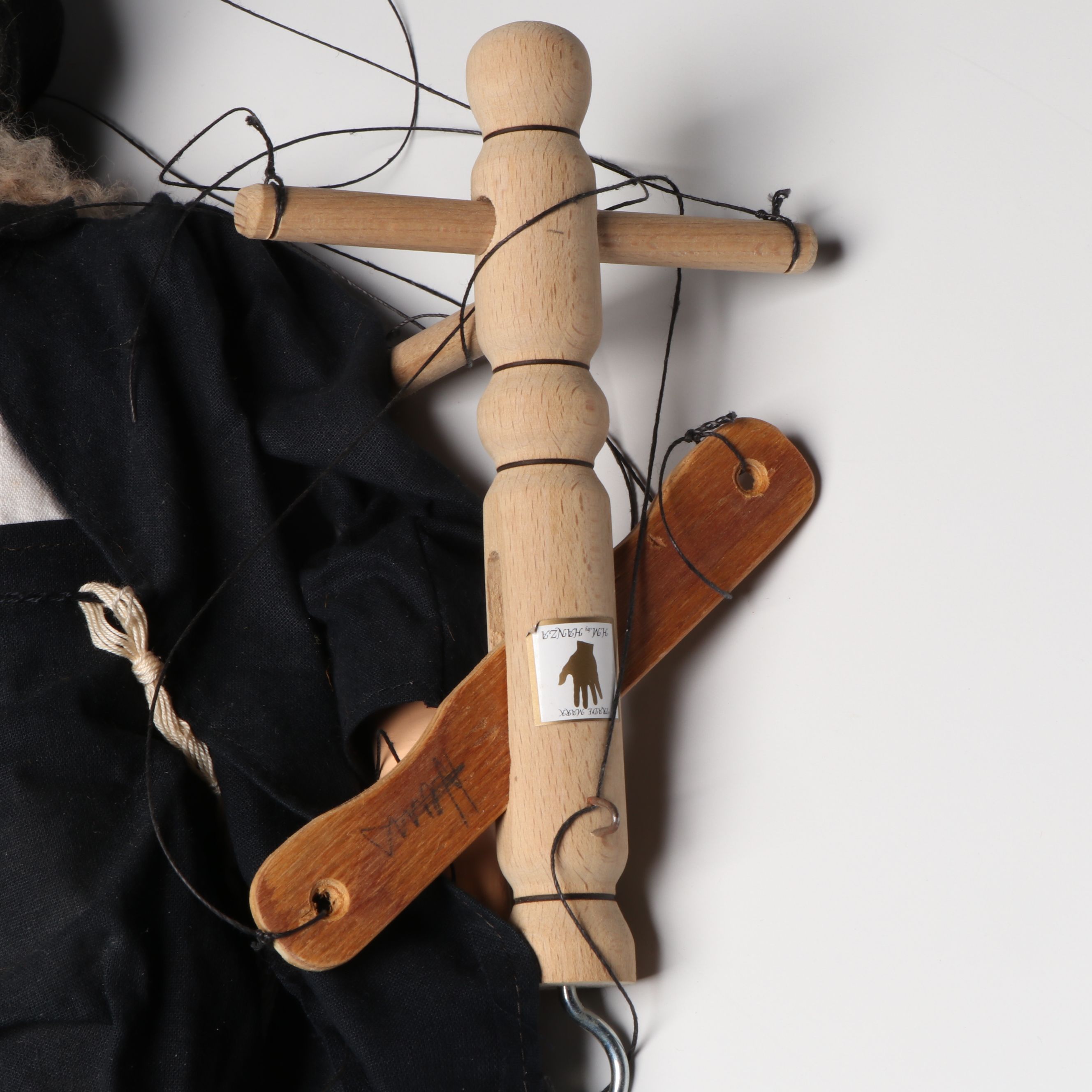 Handcrafted Ceramic Rabbi Marionette with Other Unicyclist Marionette