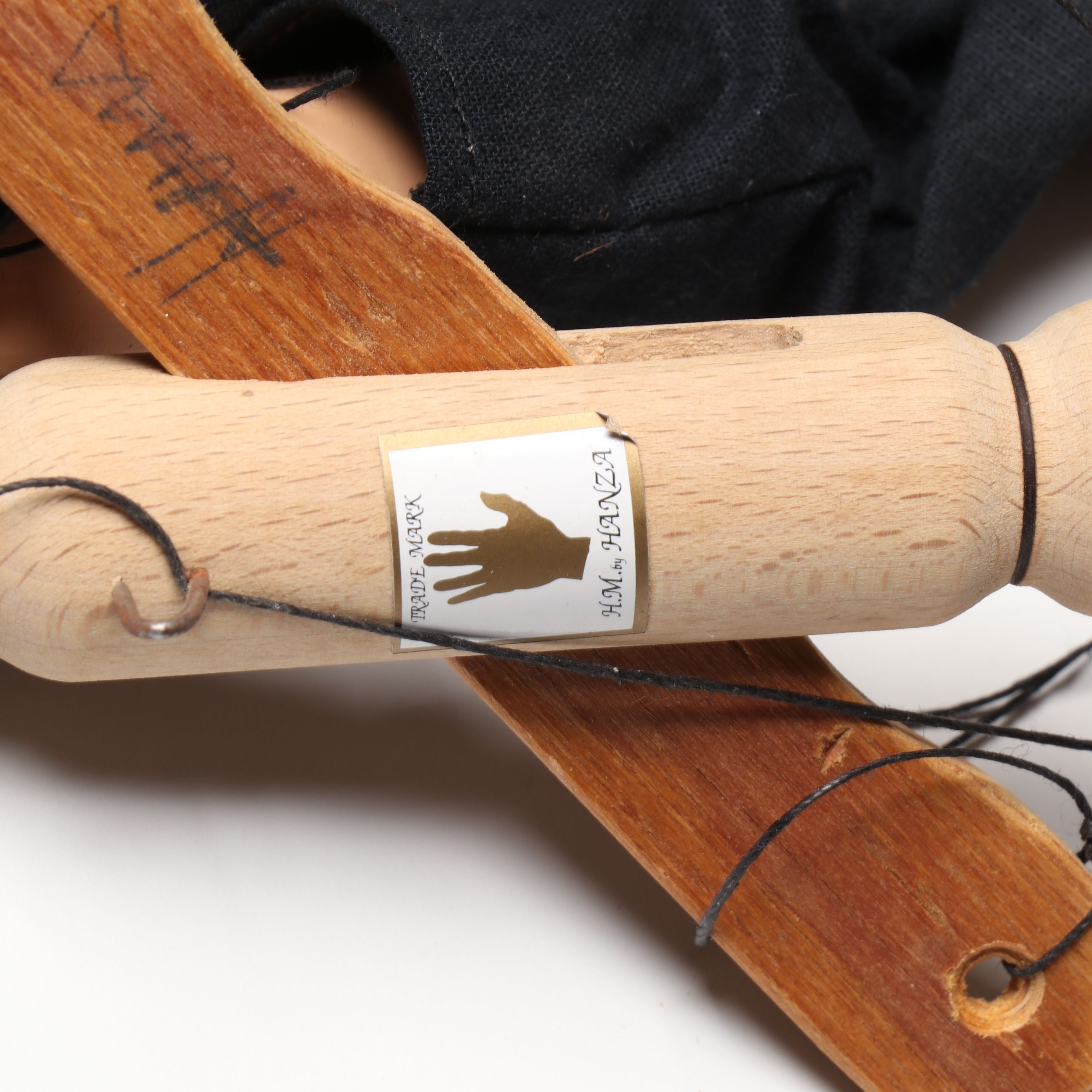 Handcrafted Ceramic Rabbi Marionette with Other Unicyclist Marionette