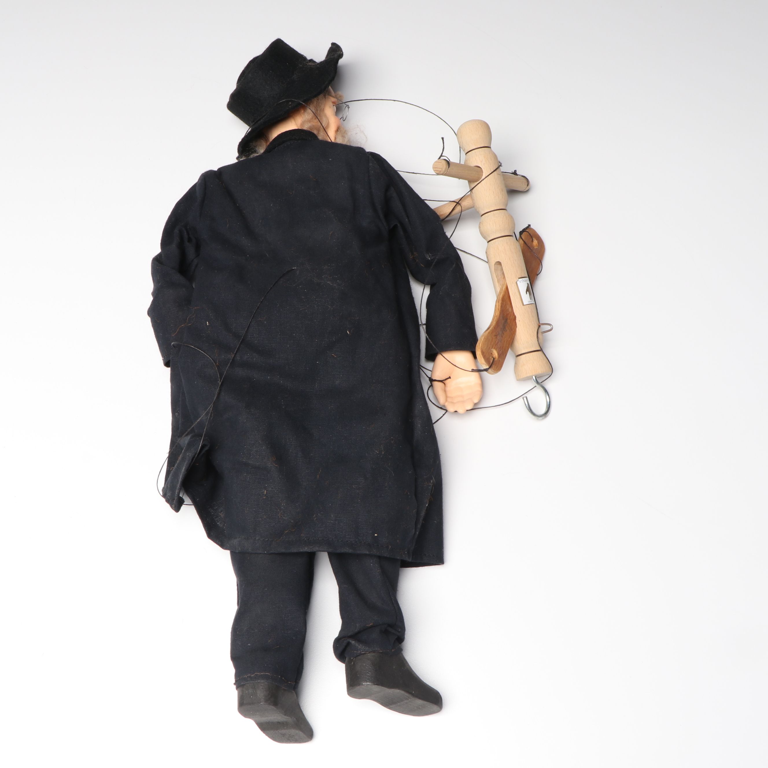 Handcrafted Ceramic Rabbi Marionette with Other Unicyclist Marionette