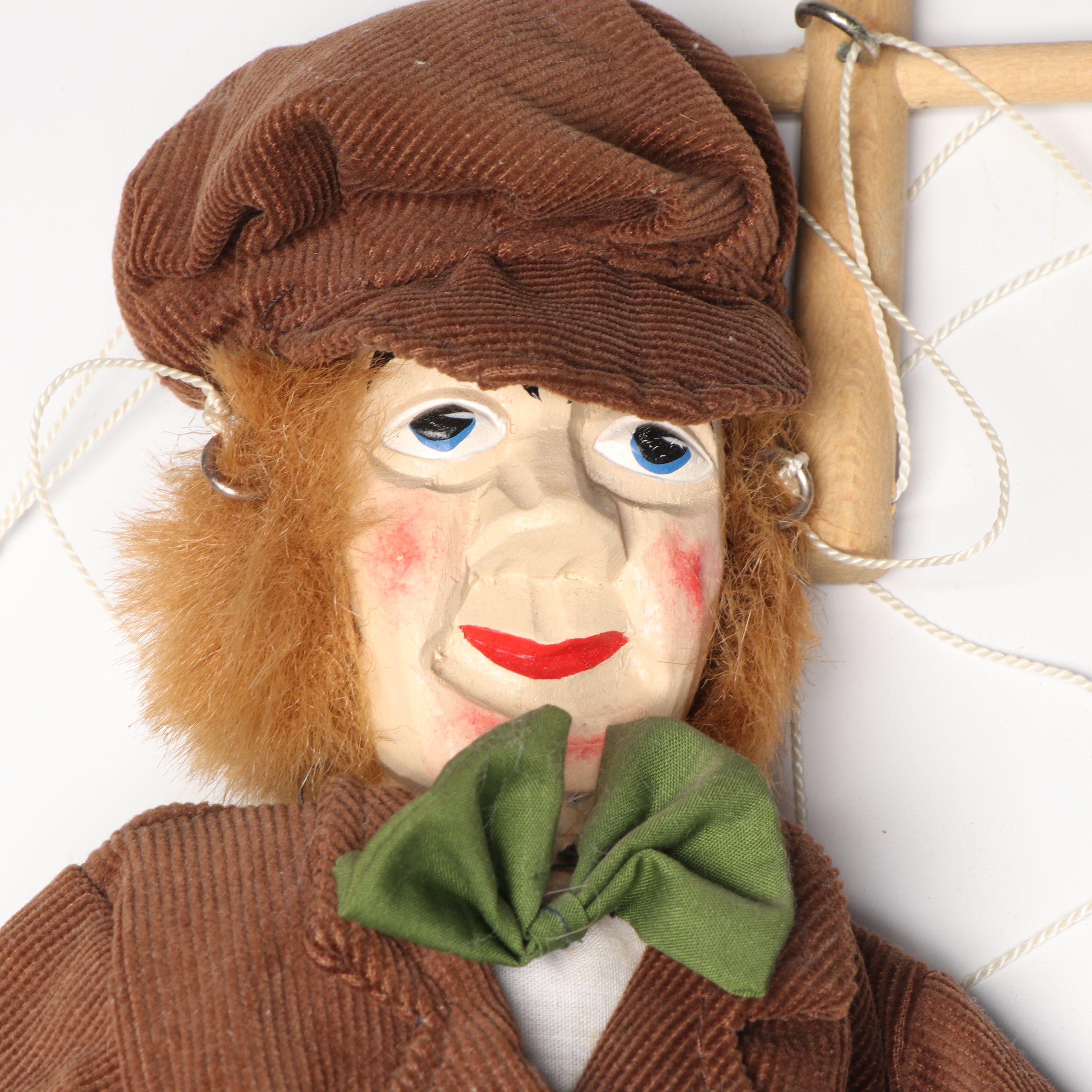 Handcrafted Ceramic Rabbi Marionette with Other Unicyclist Marionette