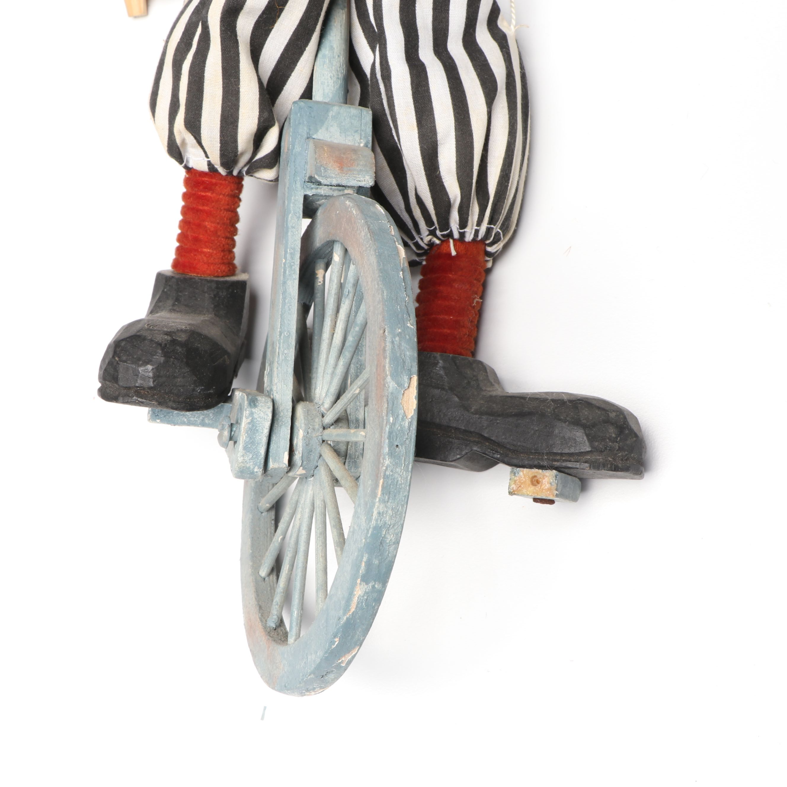 Handcrafted Ceramic Rabbi Marionette with Other Unicyclist Marionette