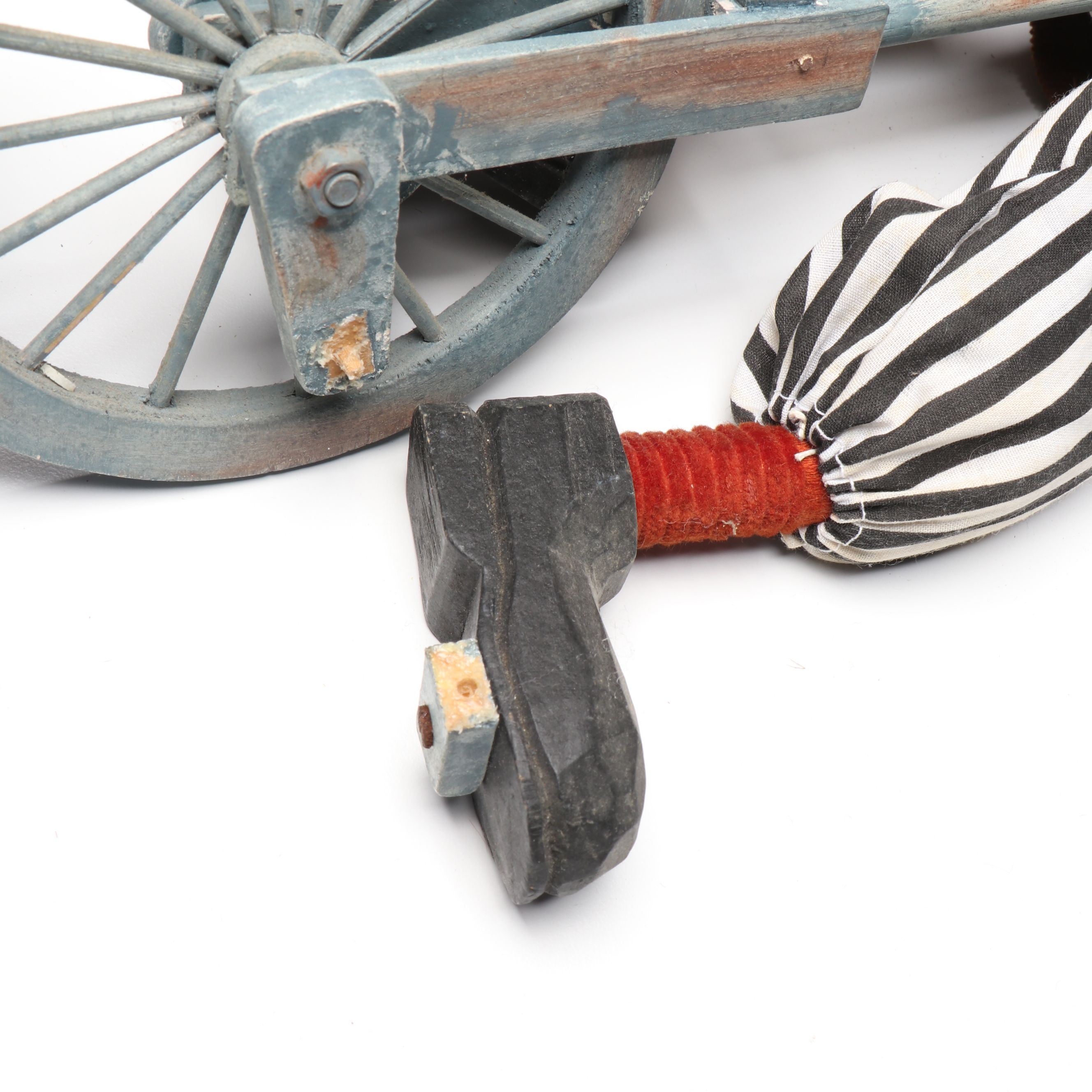 Handcrafted Ceramic Rabbi Marionette with Other Unicyclist Marionette