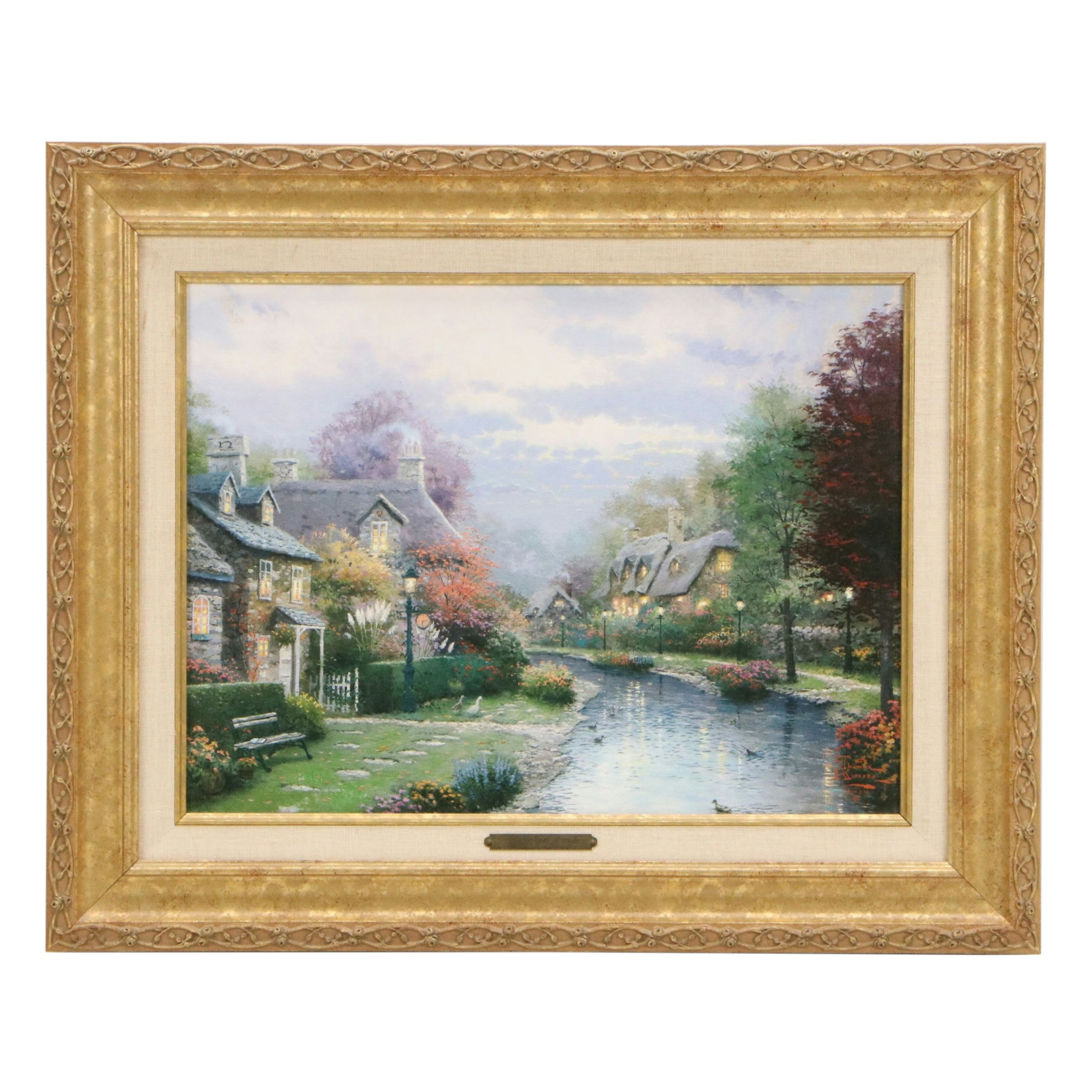 Offset Lithograph After Thomas Kinkade "Lamplight Brooke," 1998