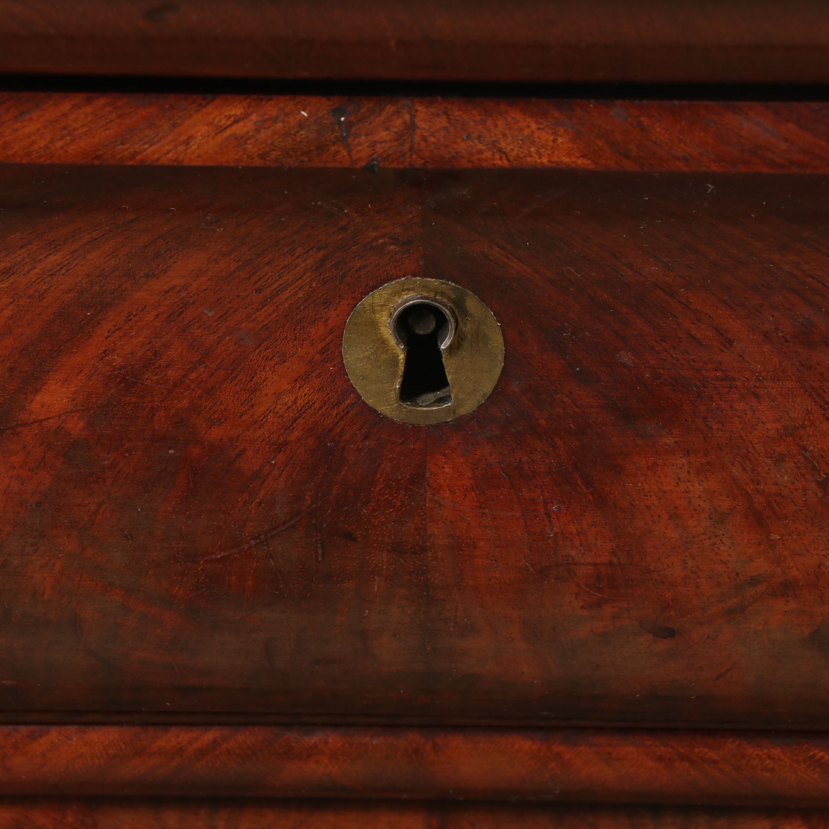 French Louis Philippe Flame Mahogany Commode with Marble Top, 19th Century