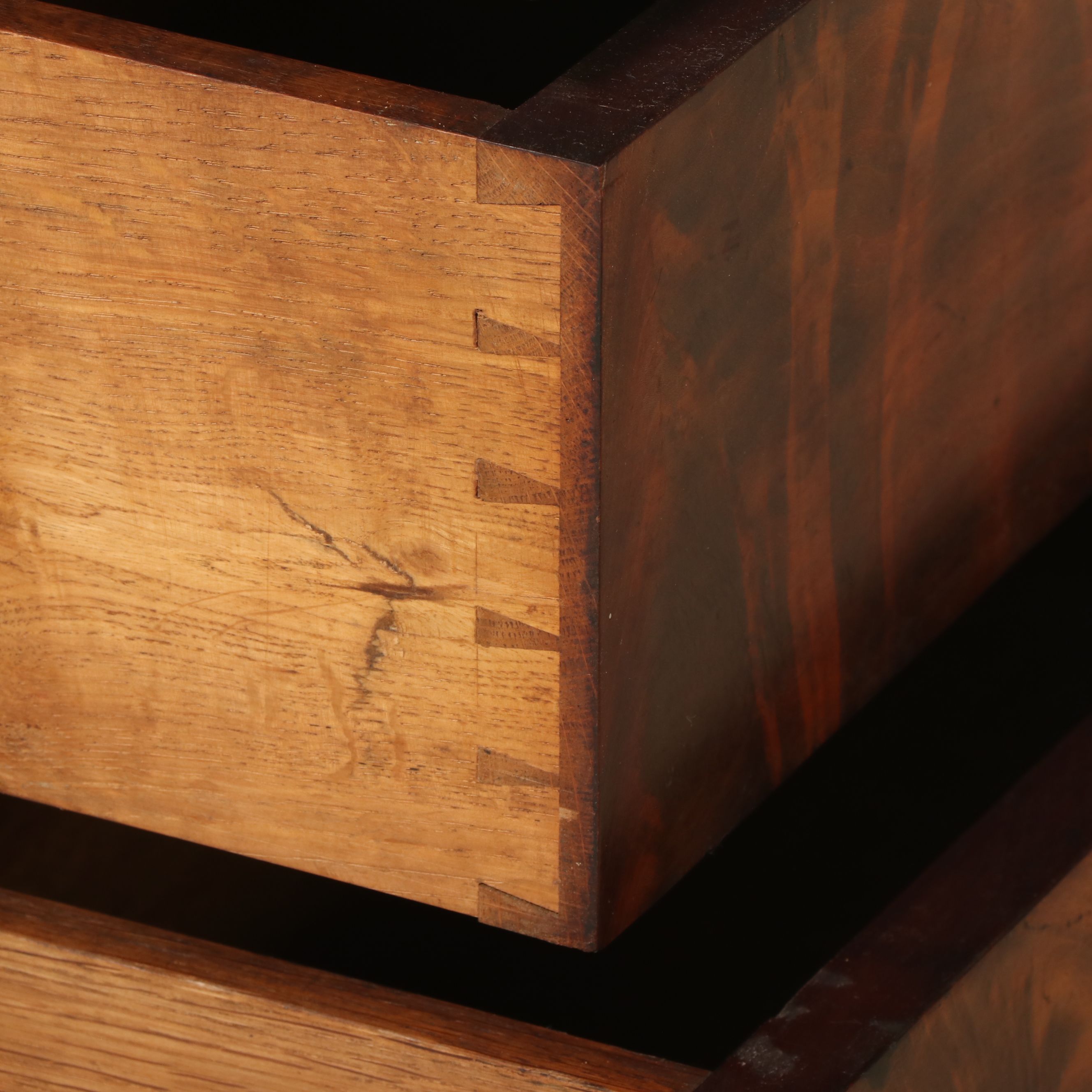 French Louis Philippe Flame Mahogany Commode with Marble Top, 19th Century