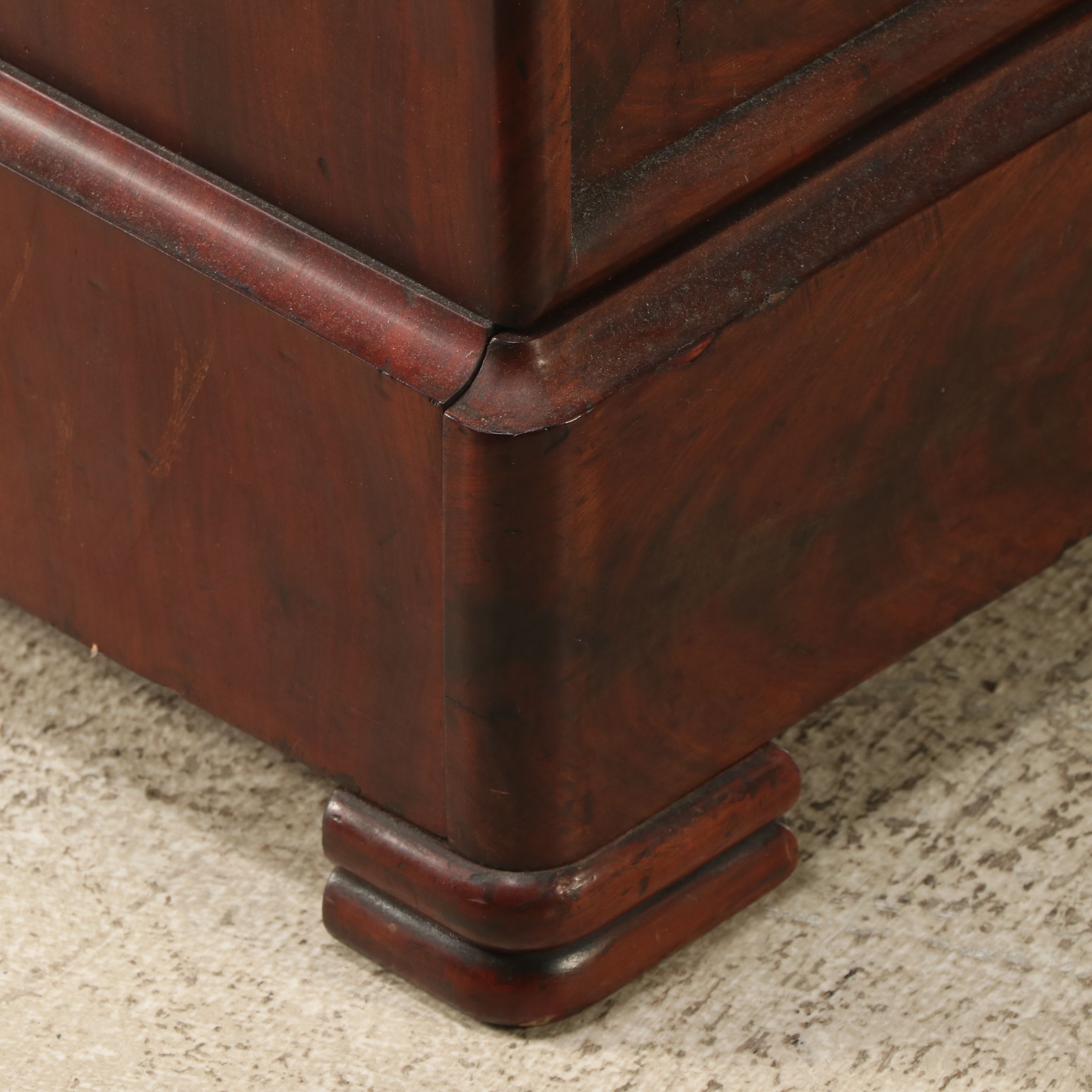 French Louis Philippe Flame Mahogany Commode with Marble Top, 19th Century