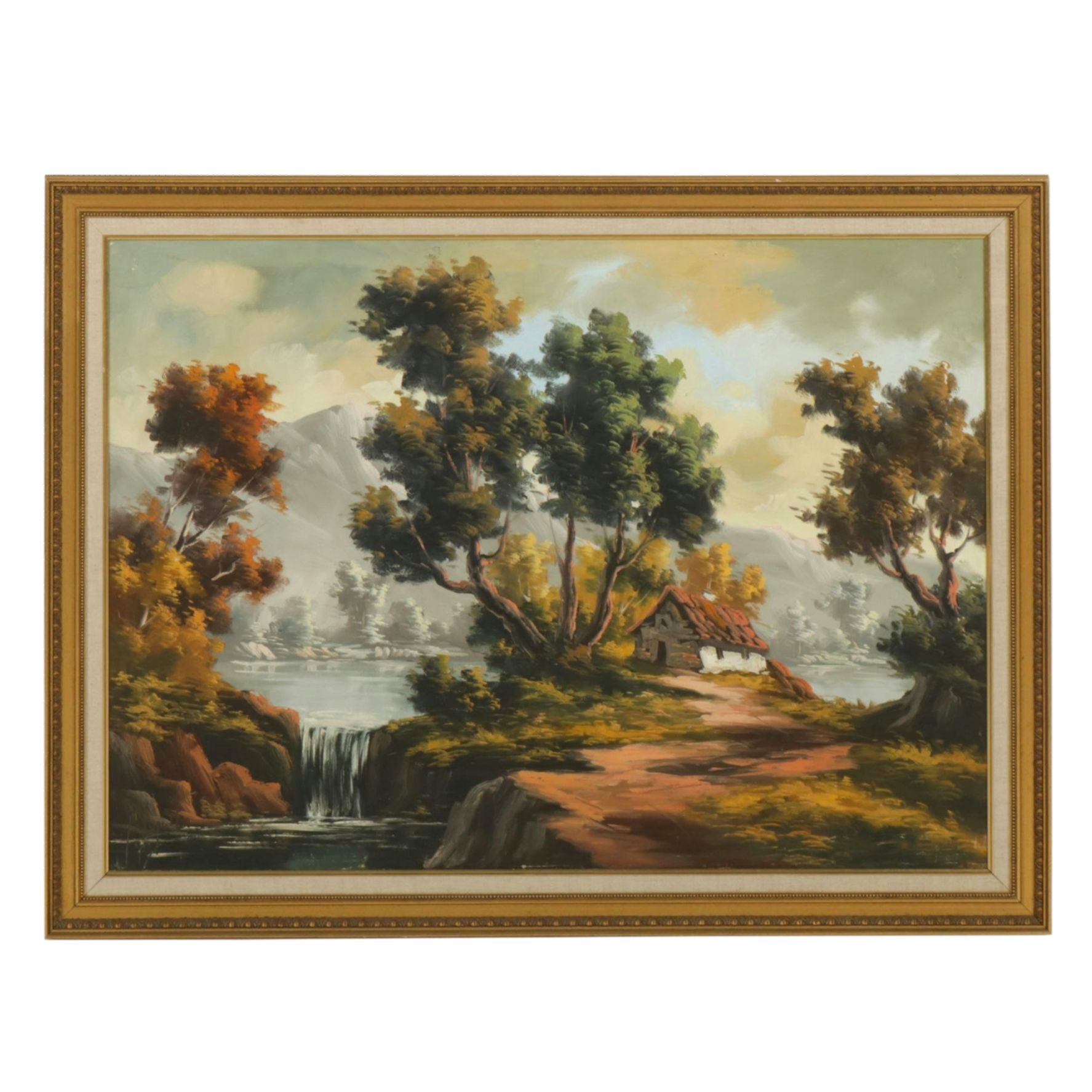 Impressionist Autumn Landscape Oil Painting "Palma Spain", 1970