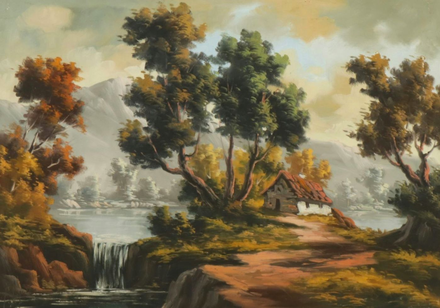 Impressionist Autumn Landscape Oil Painting "Palma Spain", 1970